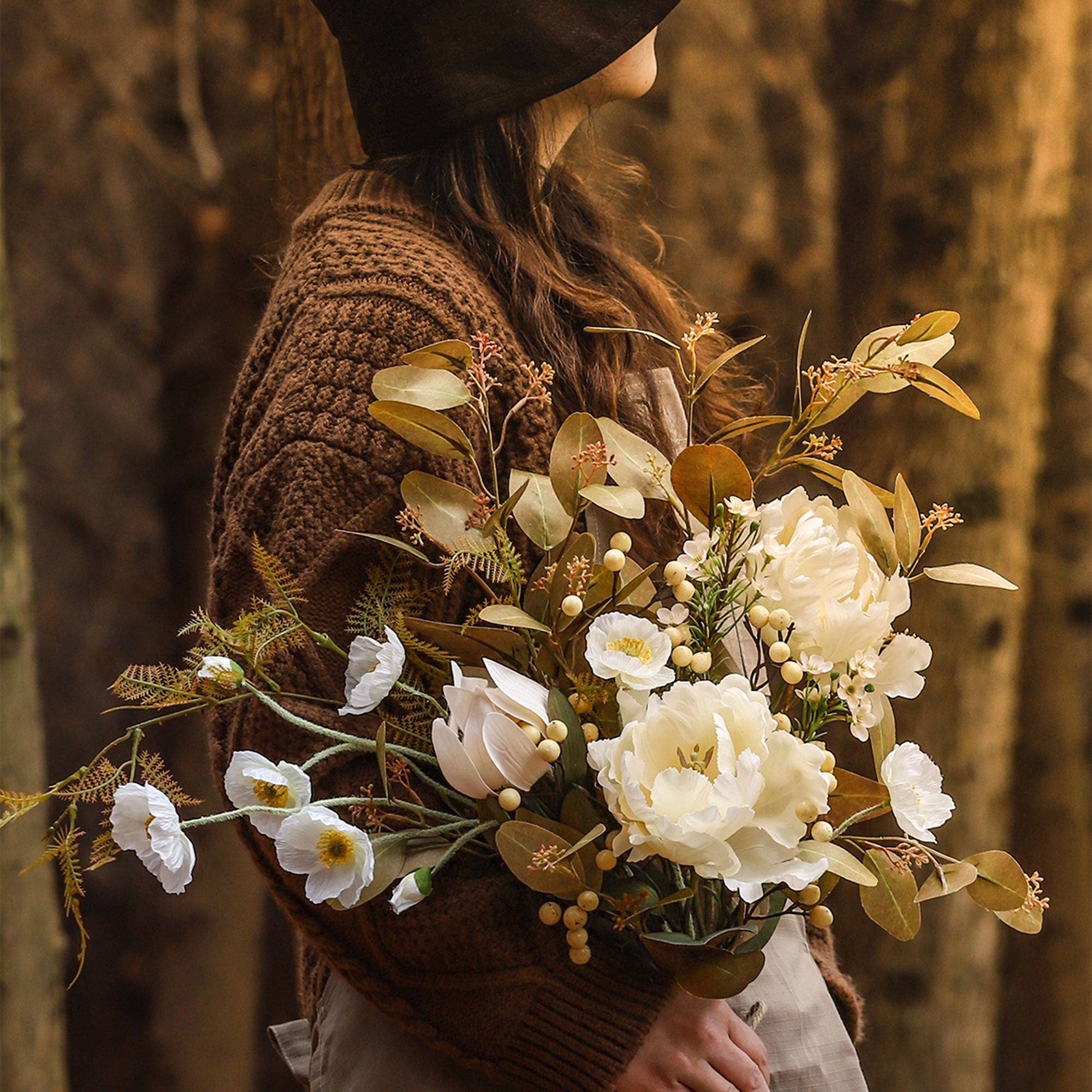 Vintage-Inspired Silk Flower Arrangement | Elegant Faux Floral Décor for Event and Home Styling VB-107 (Without Vase)