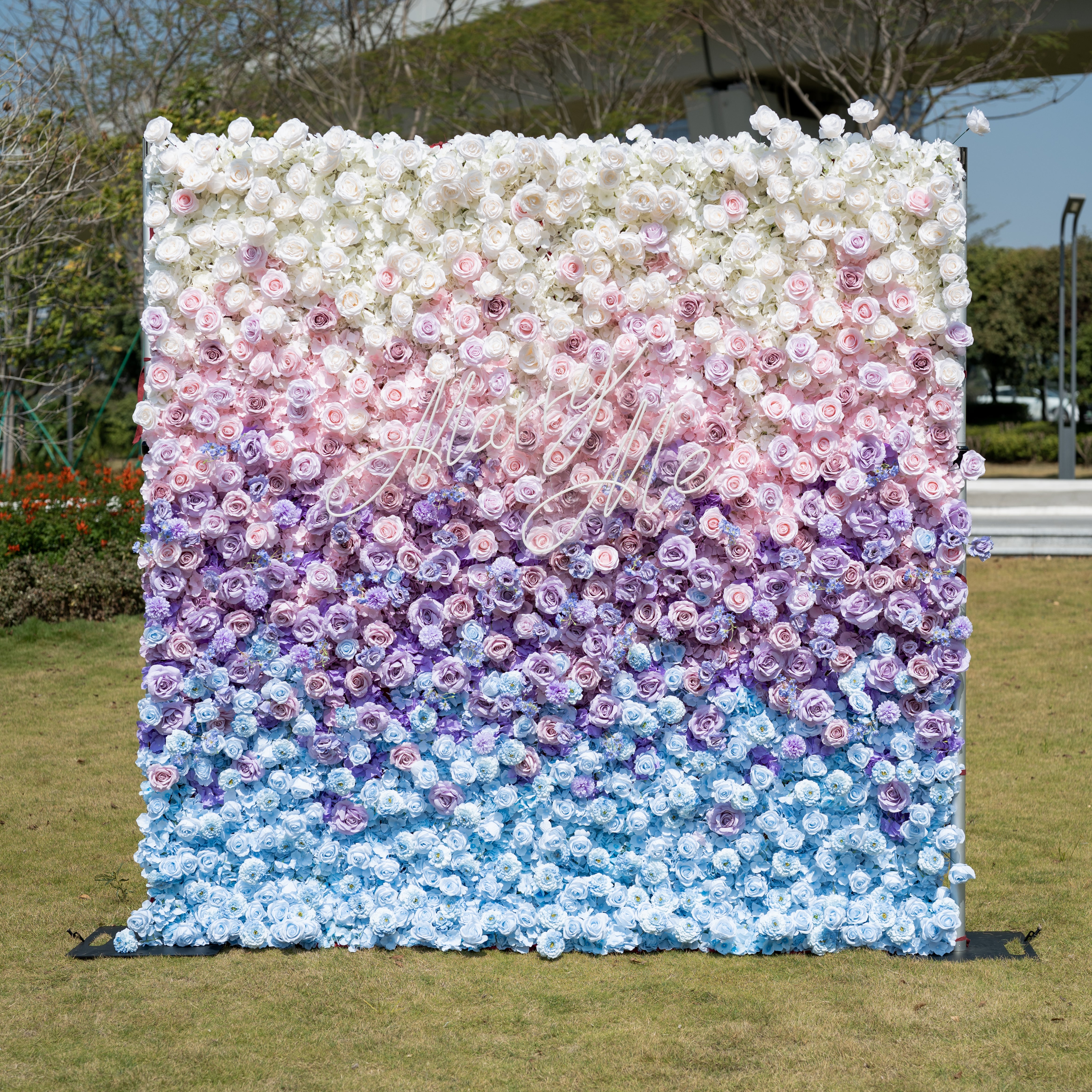 Nuevo lanzamiento: fondo de flores artificiales con tonalidad púrpura encantadora para eventos memorables-VF-810