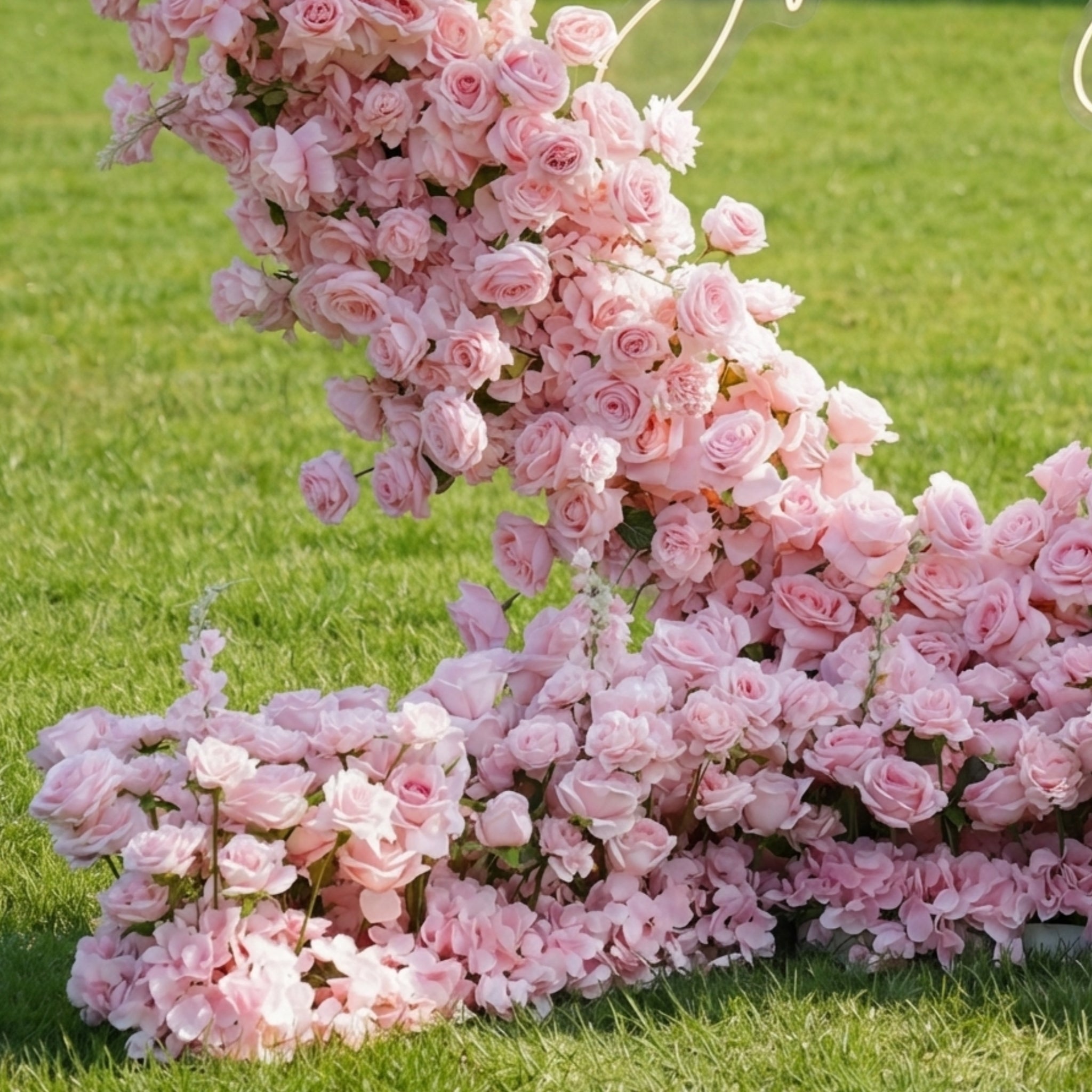 Valar Flower Heart-Shaped All-Pink Rose Arch | Romantic Blush Wedding Backdrop for Proposals & Events HA-415