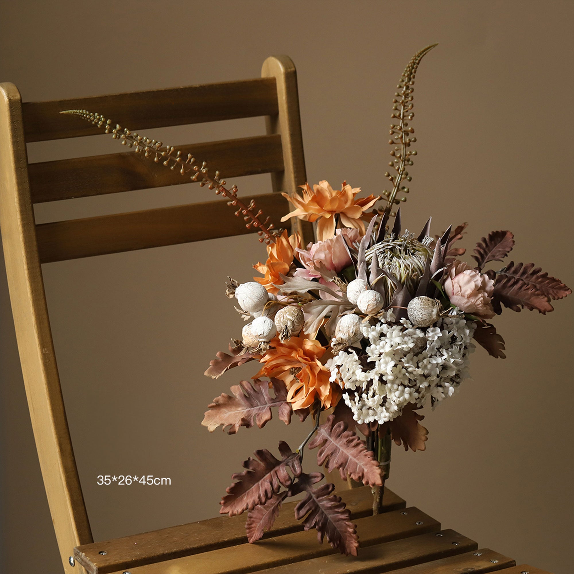 Elegant Fall Theme Floral Bouquets Arrangement | Luxury Faux Flowers for Wedding & Interior Home Décor VB-113 (Without Vase)