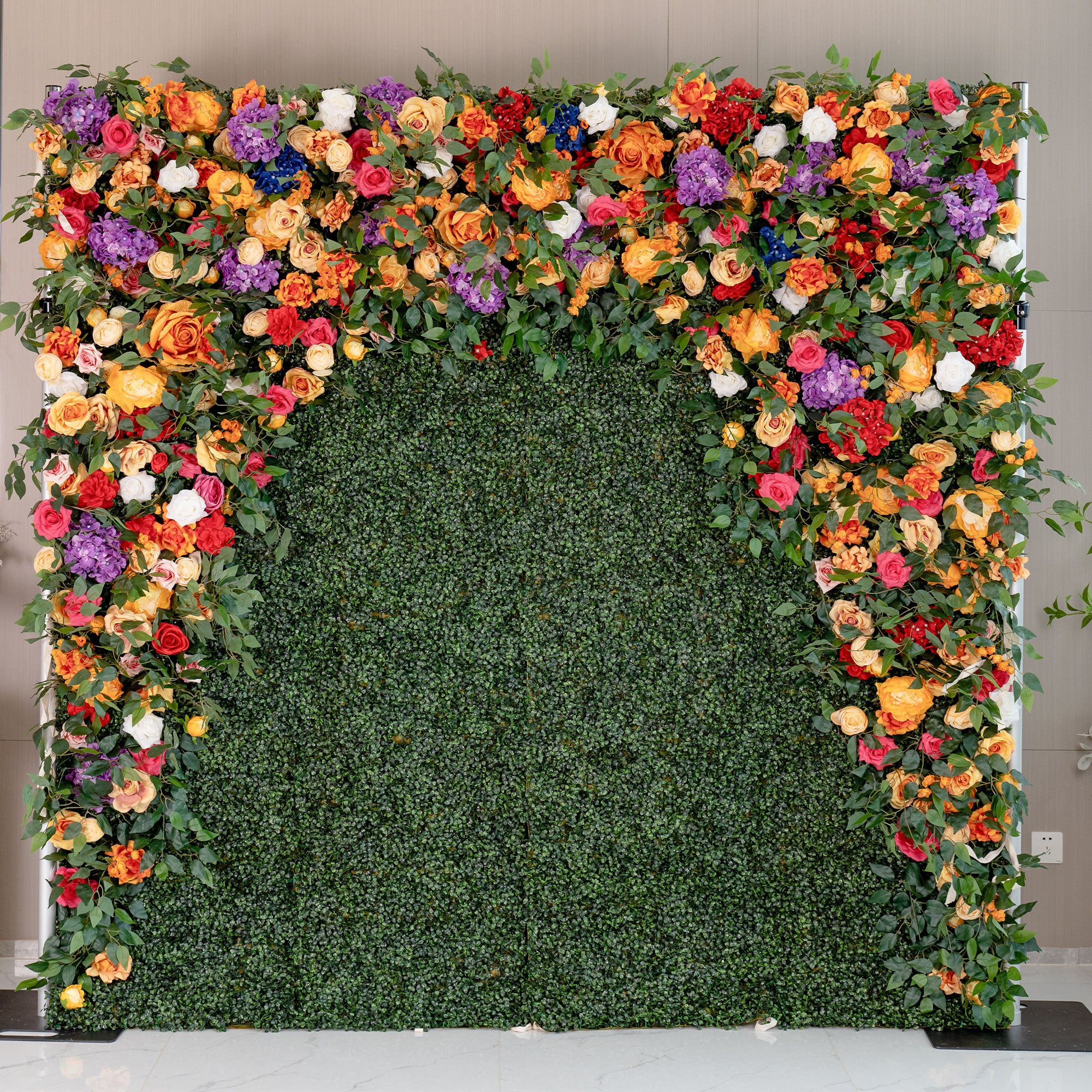 Toile de fond de mariage en tissu enroulé de fleurs artificielles Valar, décoration de fête florale, photographie d'événement-VF-392