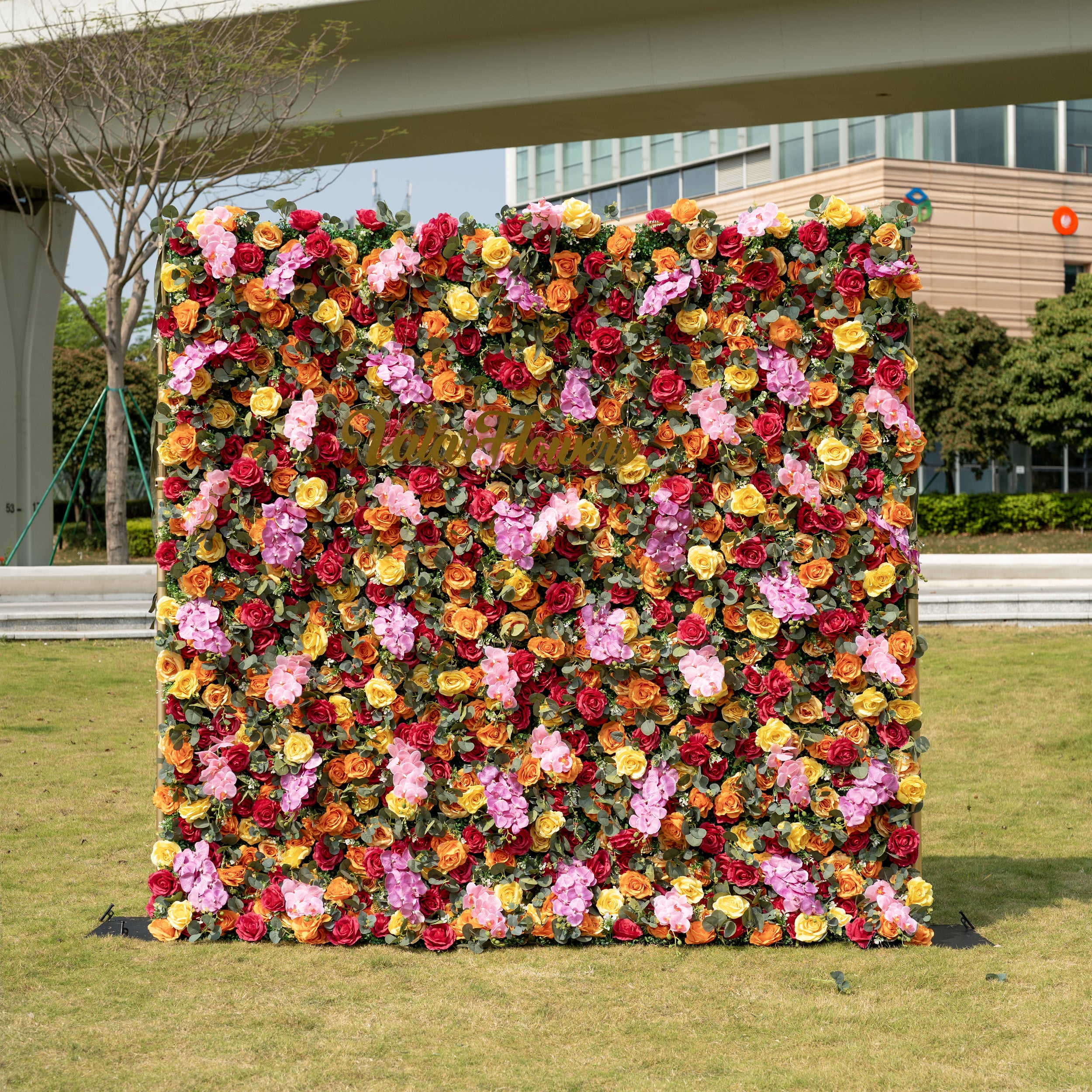 Valar 꽃 롤업 패브릭 인공 꽃 벽 웨딩 배경, 꽃 파티 장식, 이벤트 사진-VF-308