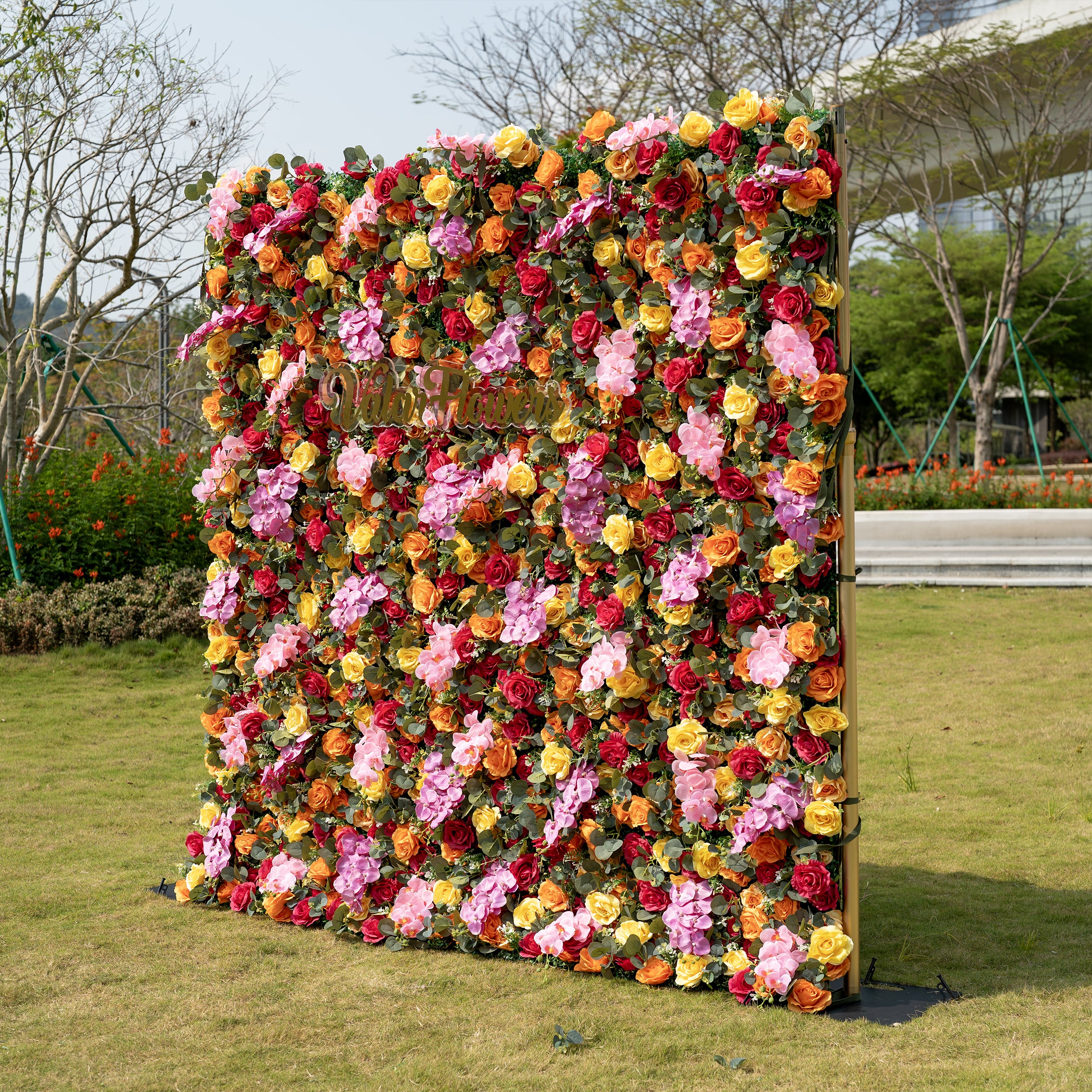 Valar Flower Roll Up Fabric Artificial Flower Wall Wedding Backdrop, Floral Party Decor, Event Photography-VF-308