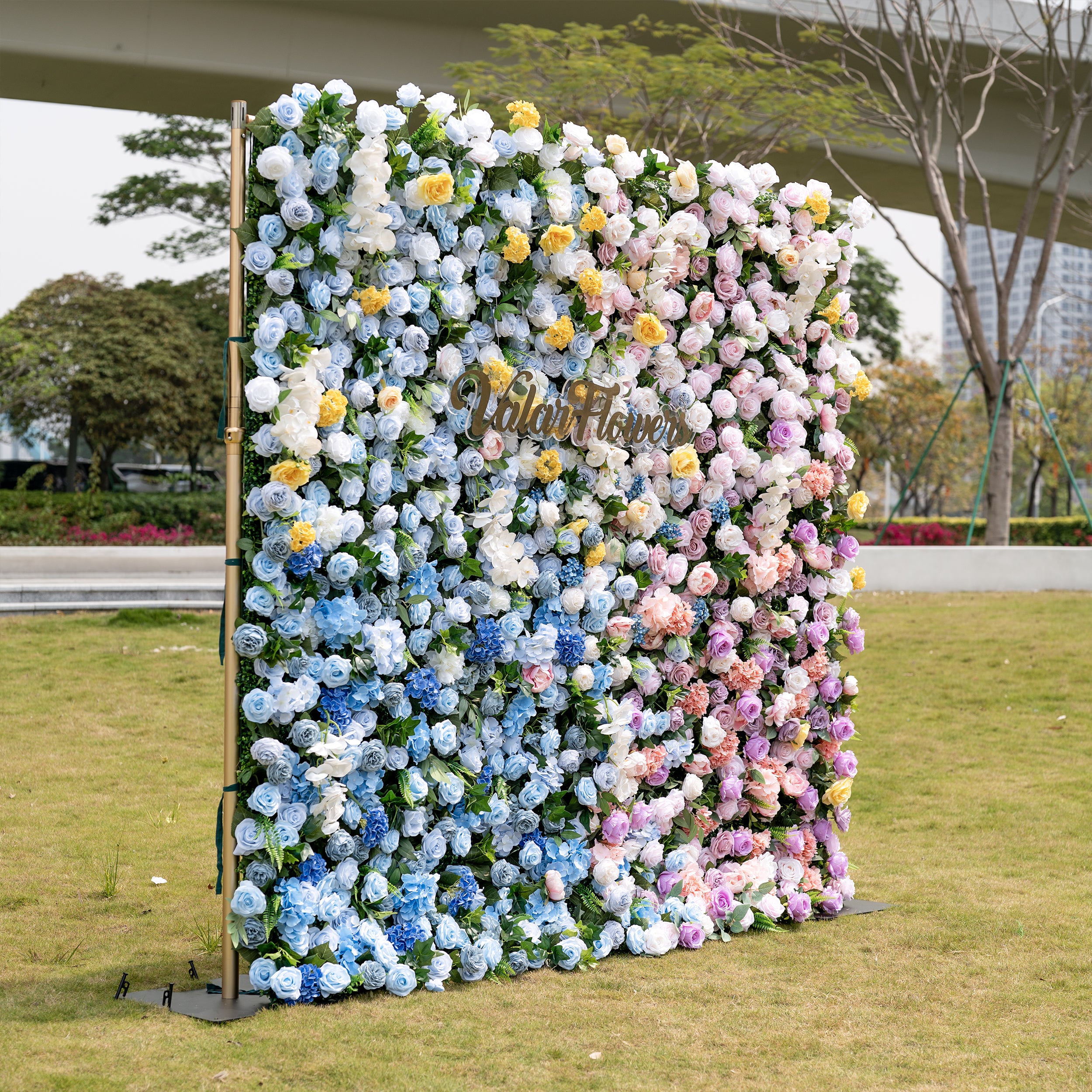 Valar Flower Dual Color Flower Wall Backdrop – Blue & Pink Wedding Photo Decor VF-830