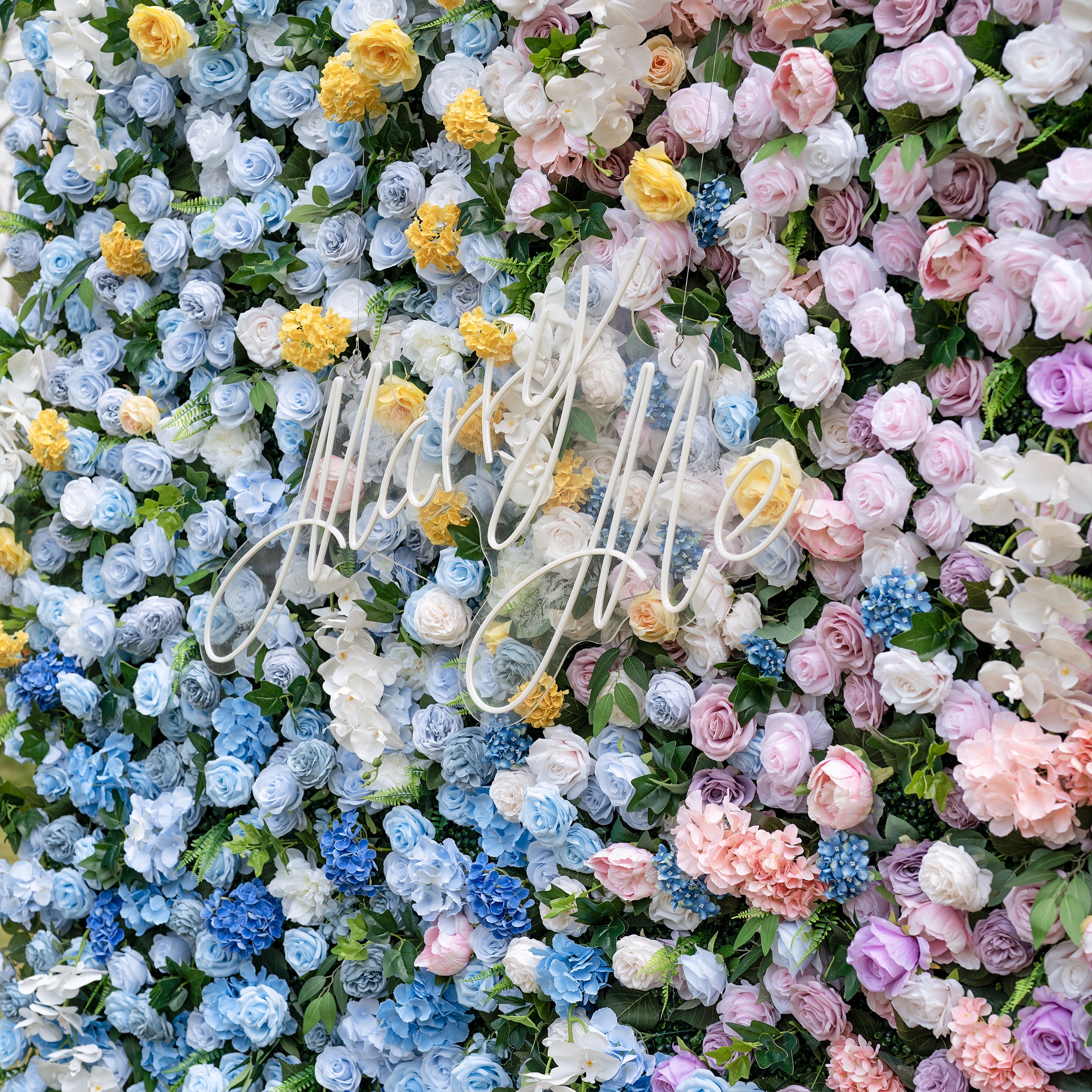 Valar Flower Dual Color Flower Wall Backdrop – Blue & Pink Wedding Photo Decor VF-830