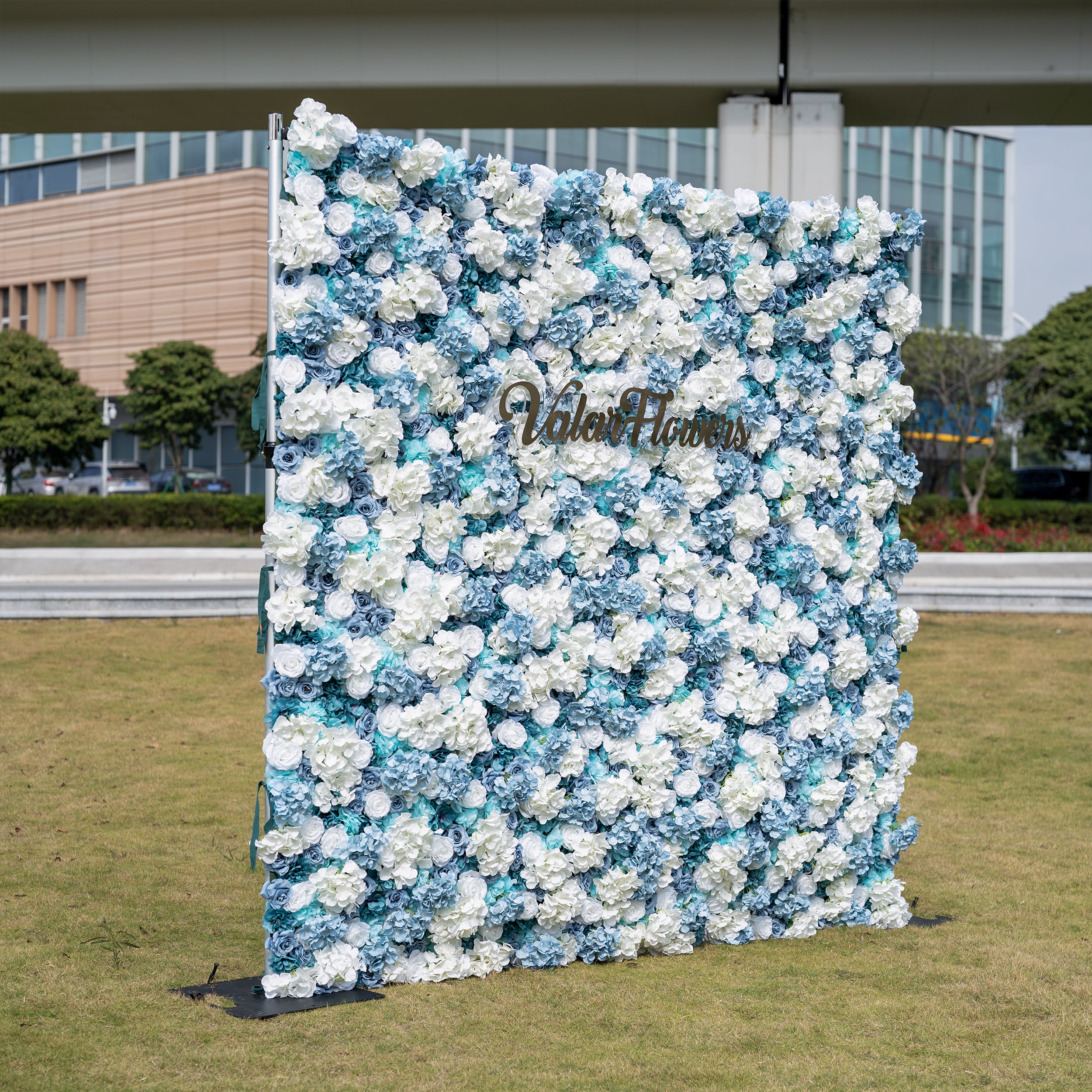 ValarFlower Blue and White Rose Floral Backdrop: A Serene Elegance for Weddings and Special Occasions And Proposals and Outdoor Events and Photography VF-825