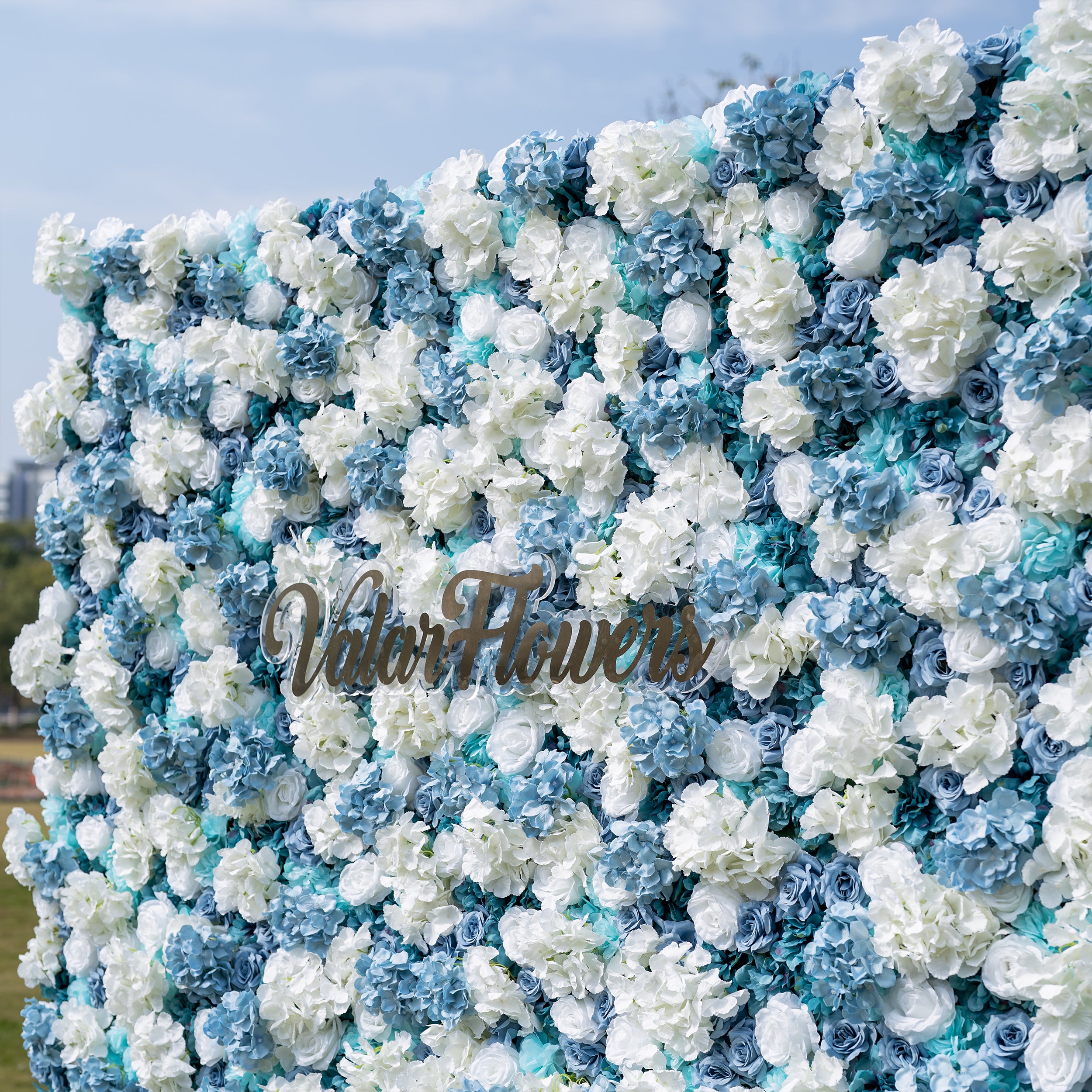 ValarFlower Blue and White Rose Floral Backdrop: A Serene Elegance for Weddings and Special Occasions And Proposals and Outdoor Events and Photography VF-825