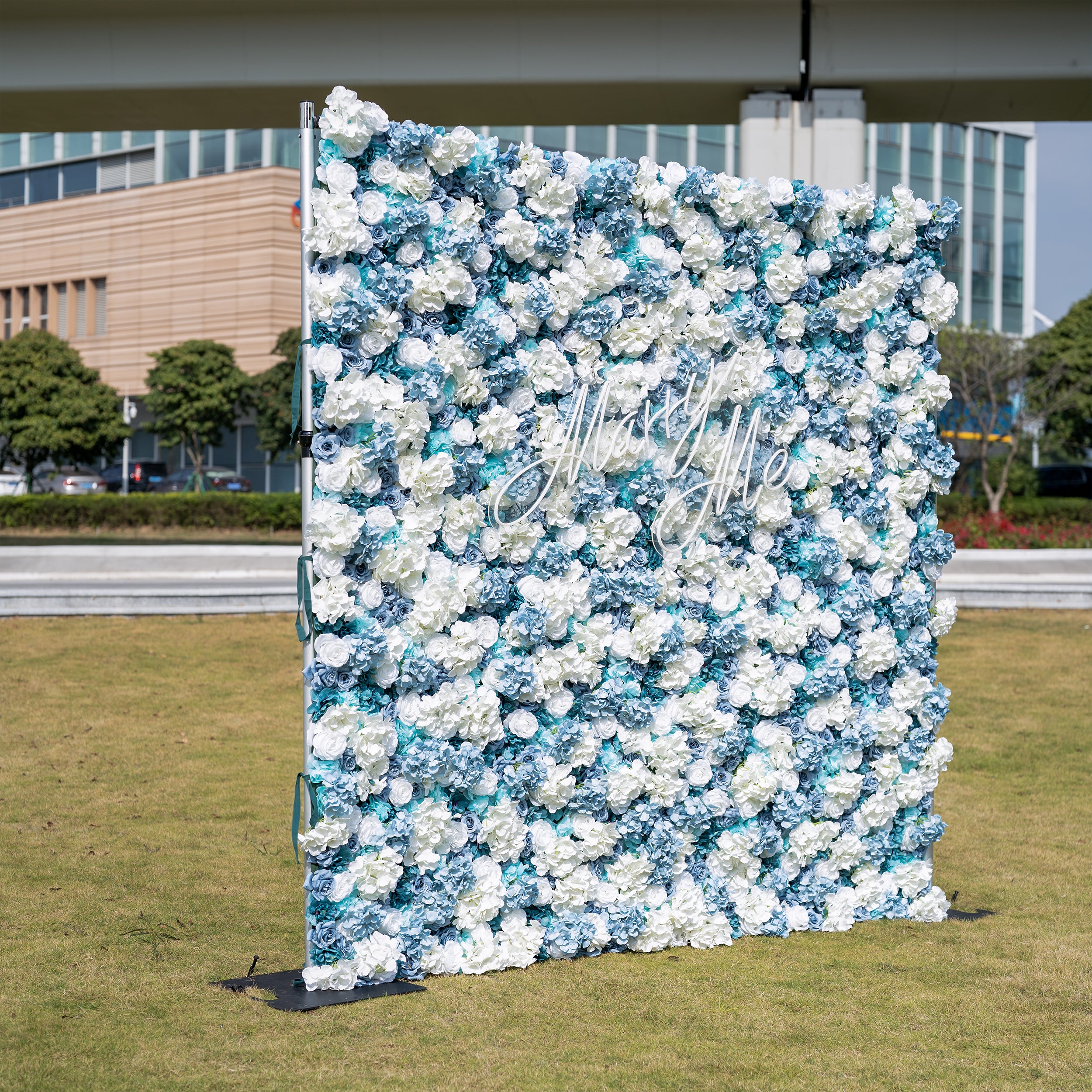 ValarFlower Blue and White Rose Floral Backdrop: A Serene Elegance for Weddings and Special Occasions And Proposals and Outdoor Events and Photography VF-825