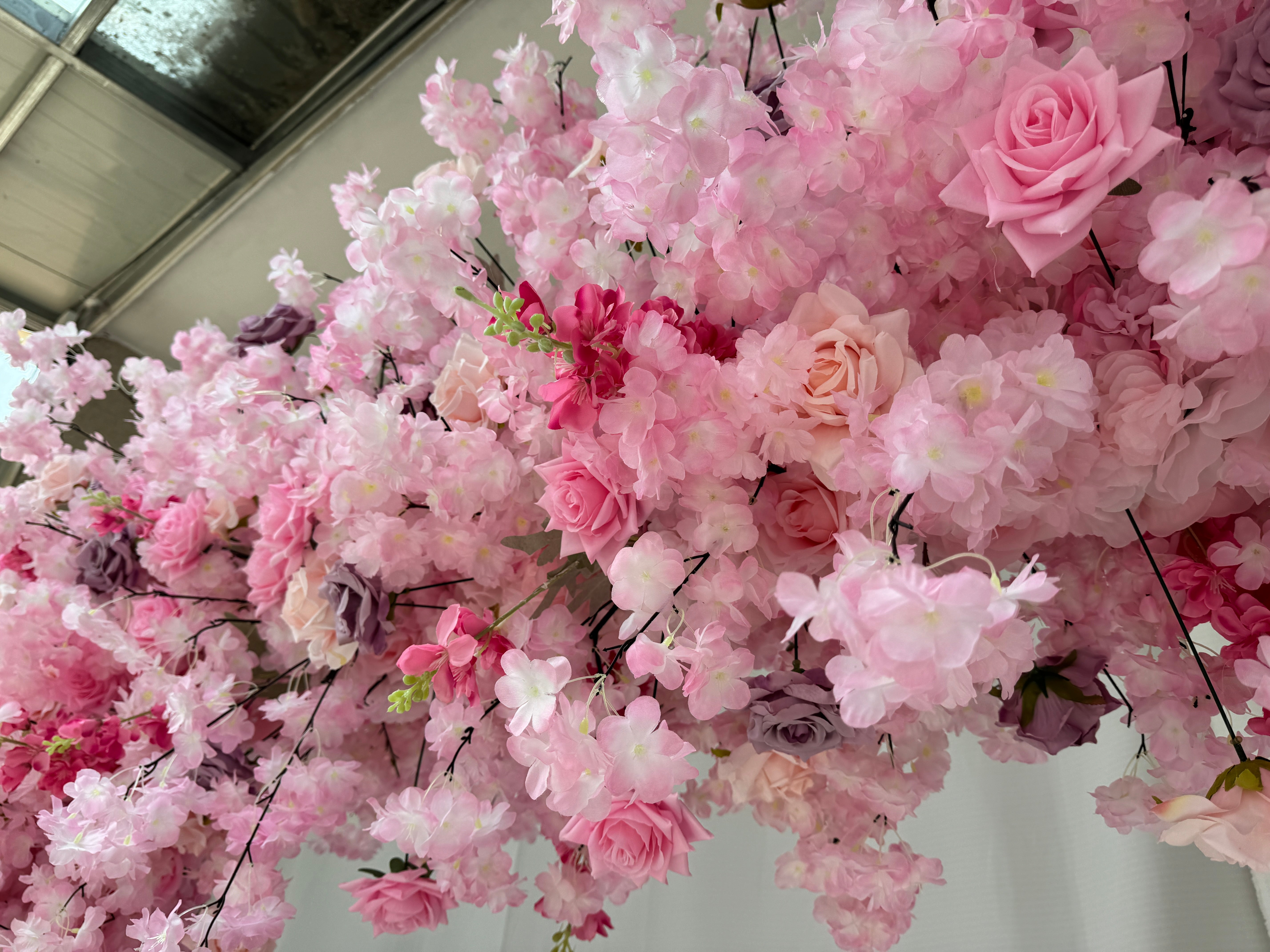 ValarFlower Pink Sakura Floral Arch Backdrop – Artificial Cherry Blossom Wedding Arch for Party, Events & Live Streaming Background VA-397