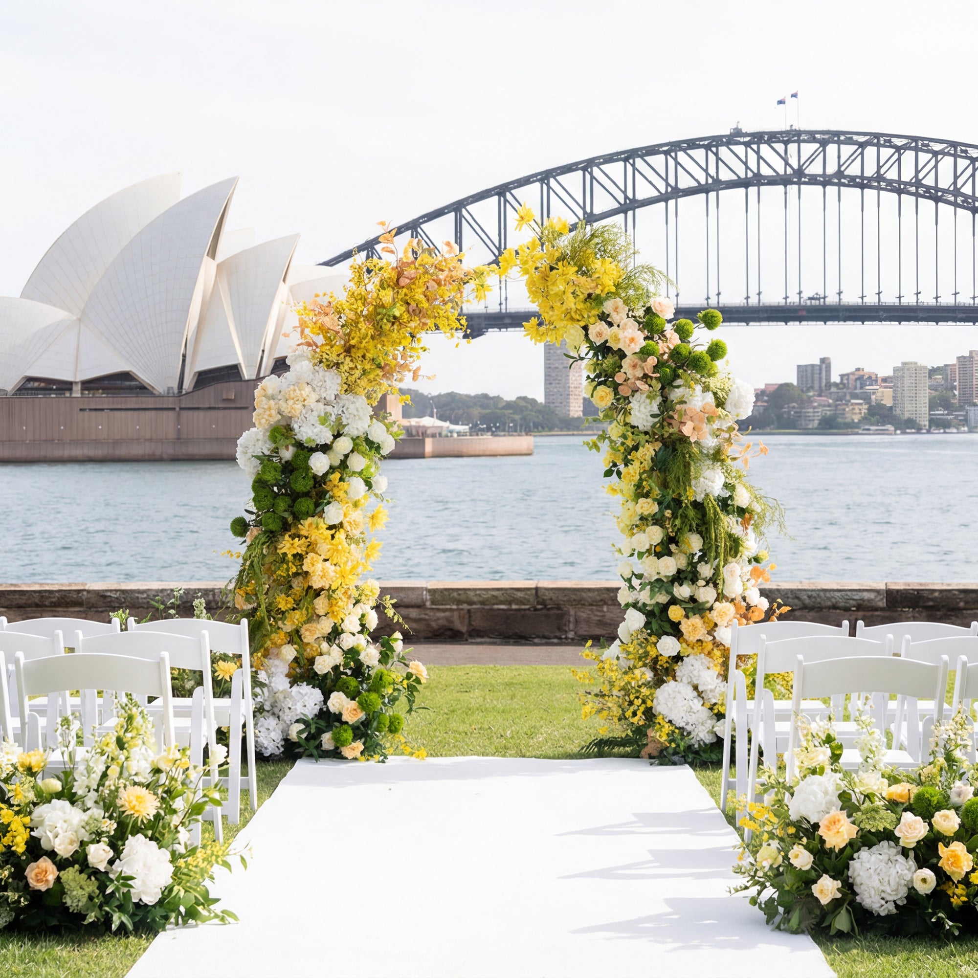 우아한 달 모양 결혼식 꽃 아치 - 결혼식, 행사 및 특별 행사를 위한 인공 꽃 아치