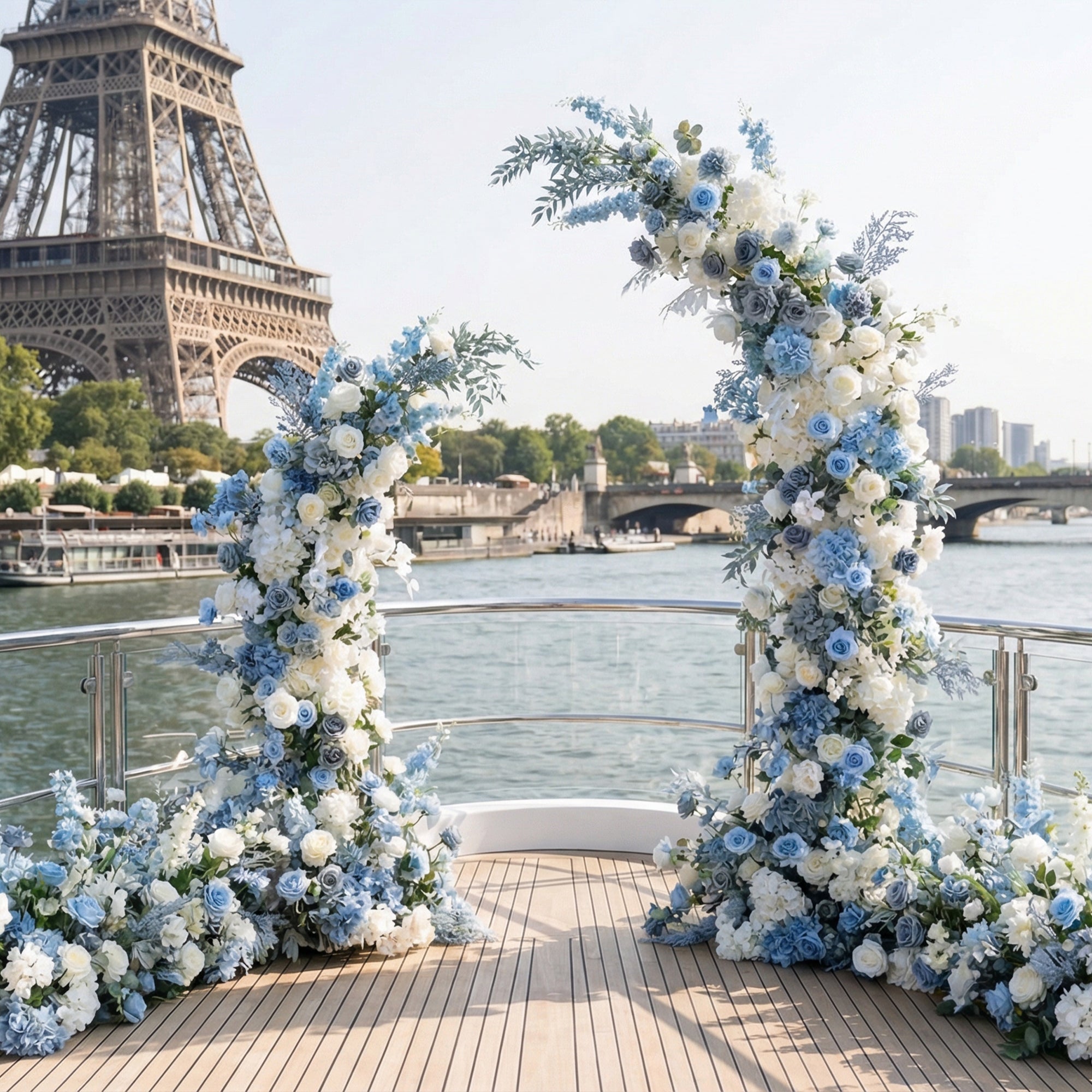 우아한 달 모양 결혼식 꽃 아치 - 결혼식, 행사 및 특별 행사를 위한 인공 꽃 아치