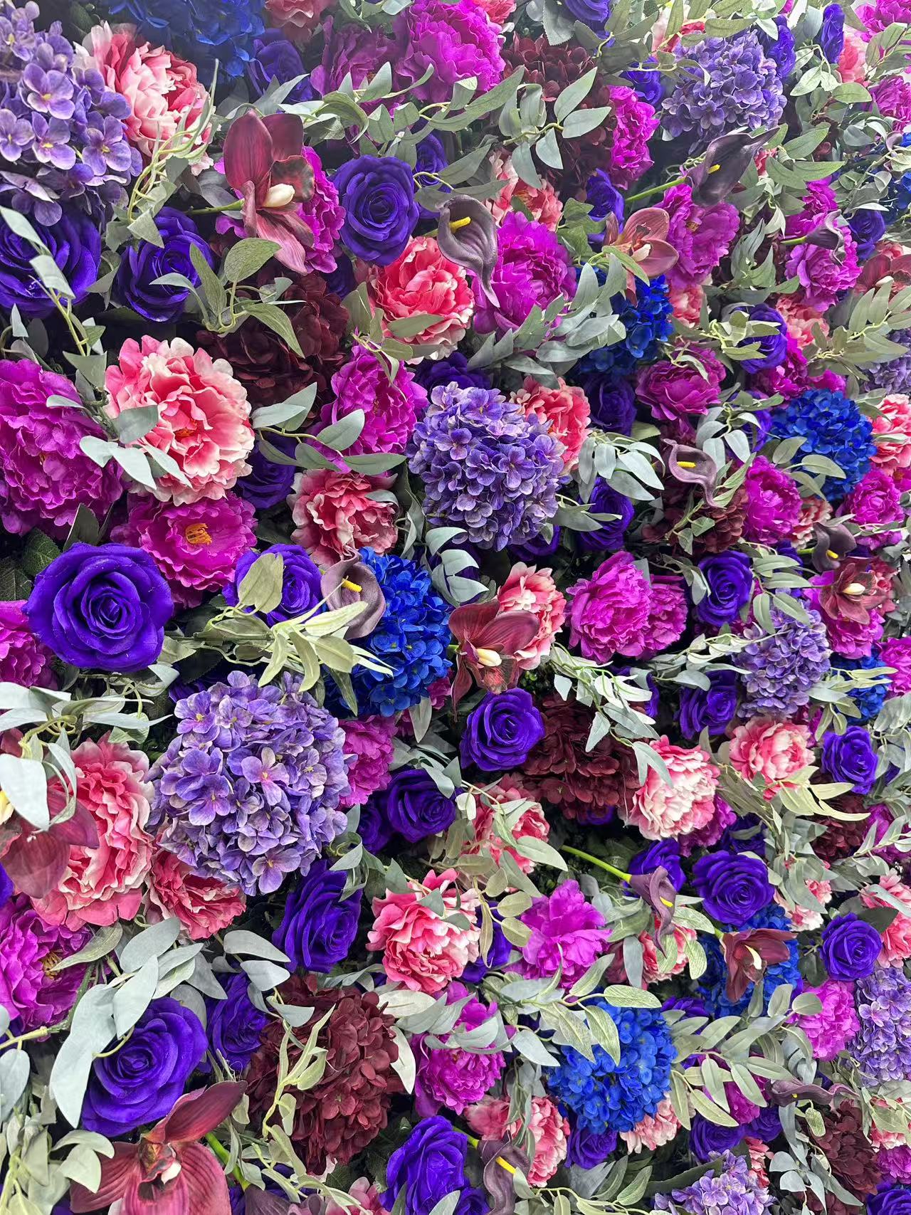 ValarFlower Purple & Blue Floral Wall Backdrop – Artificial Flower Wedding Background for Party, Events & Photo Booth VF-837