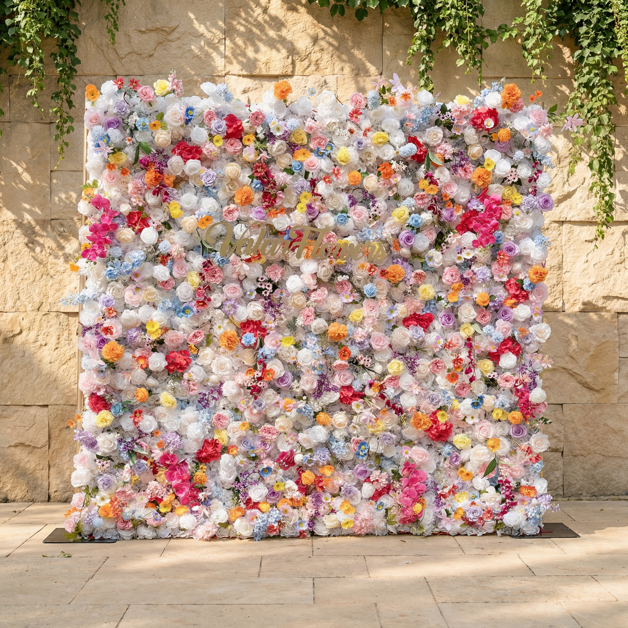 *USA ONLY* Valar Flower Vibrant and Lush Multicolored Artificial Flower Wall VF-811-2