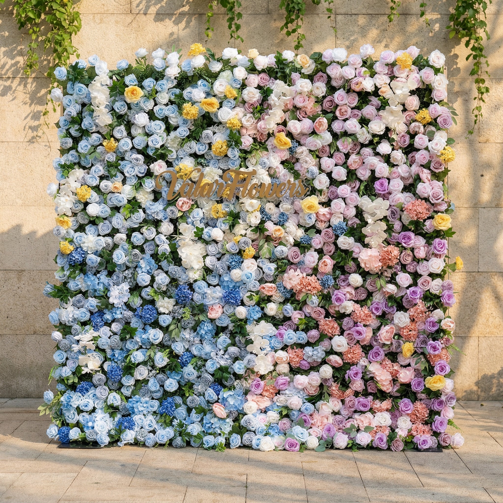 Valar Flower Dual Color Flower Wall Backdrop – Blue & Pink Wedding Photo Decor VF-830