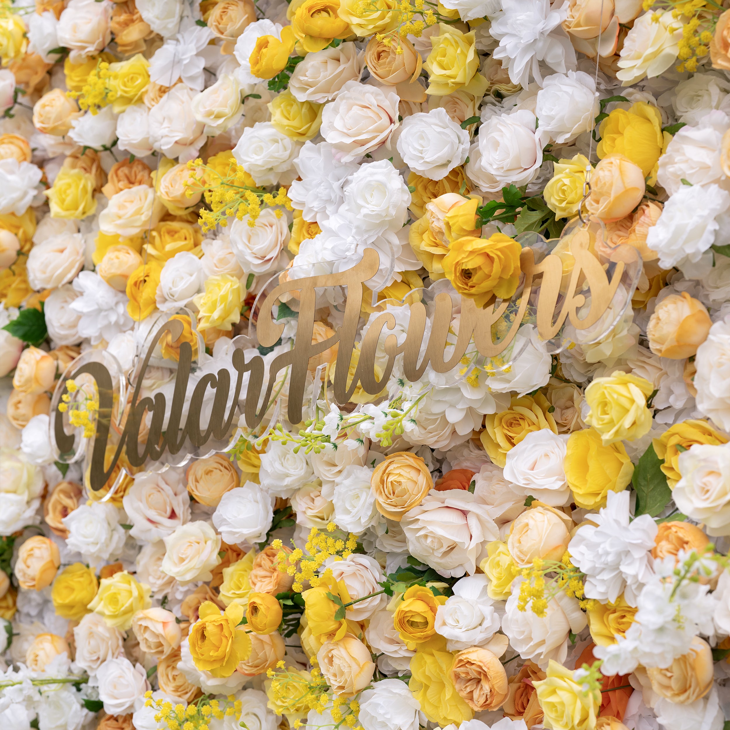ValarFlower Yellow & Ivory Flower Wall – Sunny Wedding Backdrop, Romantic Floral Photo Booth for Outdoor Ceremony VF-834