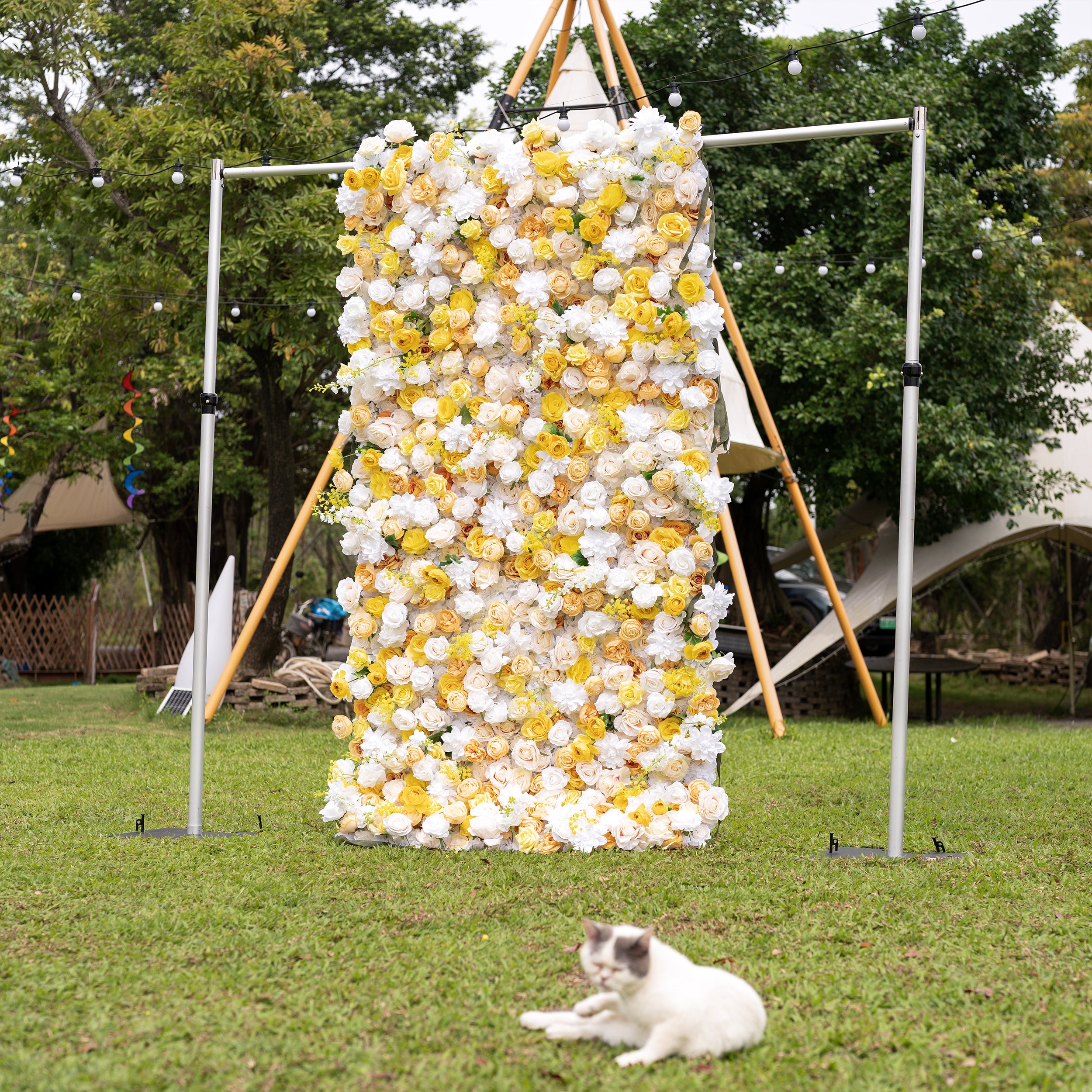 Valar Flower Roll Up Stoff, künstliches, leuchtend grünes Gras, Wand, Hochzeitskulisse, florale Partydekoration, Eventfotografie-VF-426 