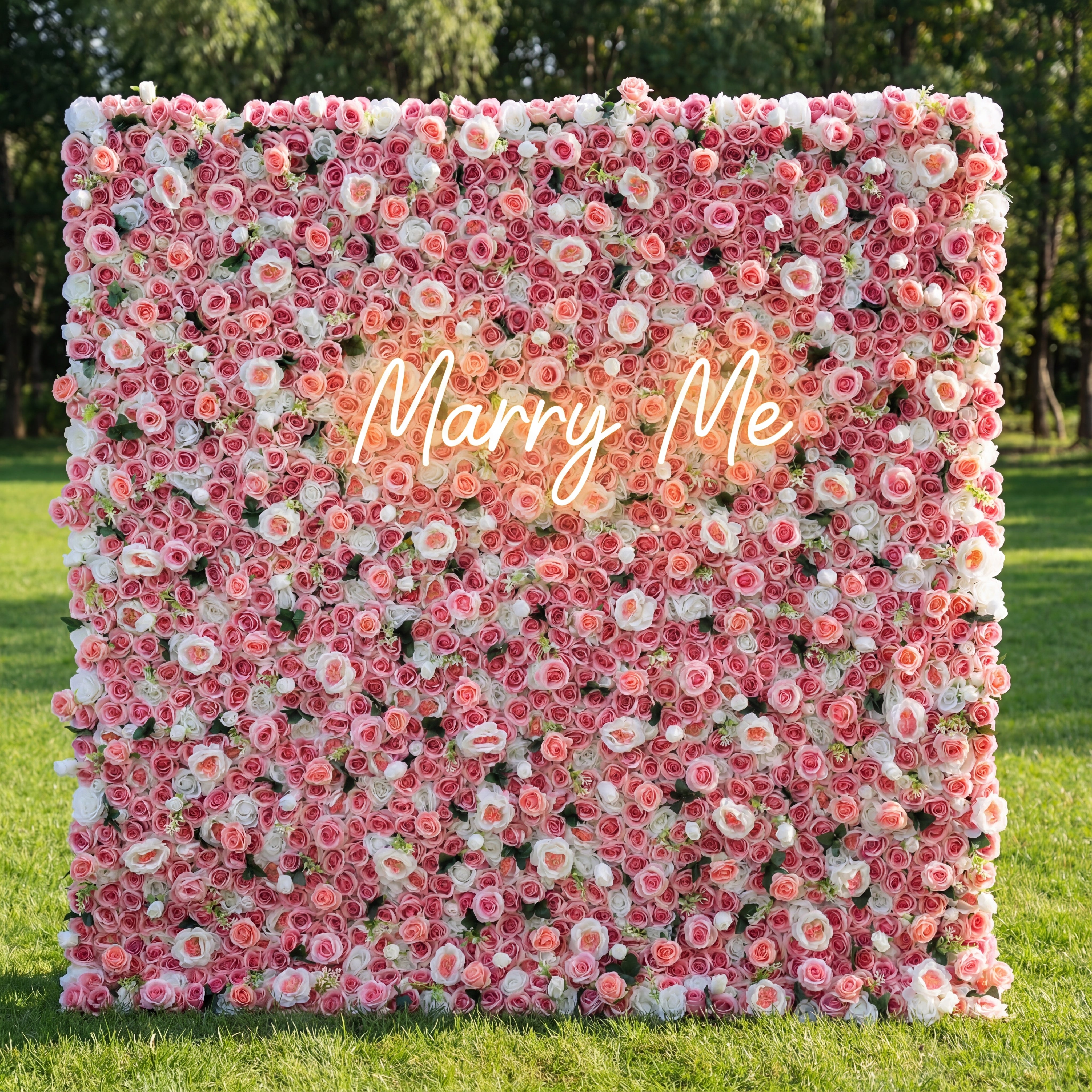 Valar Flowers Presents: The Timeless Artificial Fabric Flower Wall – A Radiant Display of Rosy Elegance-VF-207