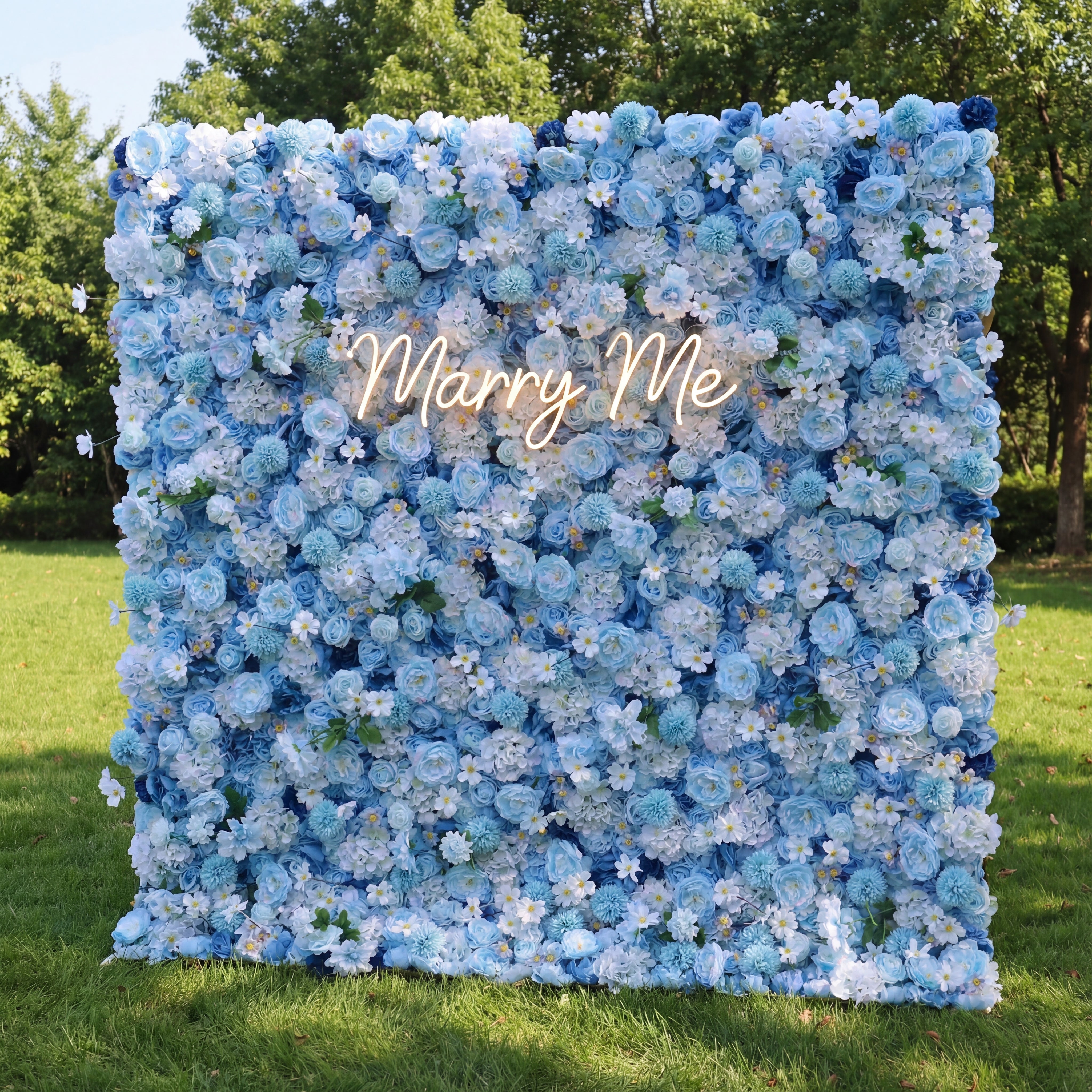 Valar Flowers Introduces: Azure Blooms Gala – An Enchanting Medley of Sky Blue & Pearly White Fabric Flowers – Prime Floral Display for Summer Fetes, Celebrations & Modern Home Accents-VF-219-4