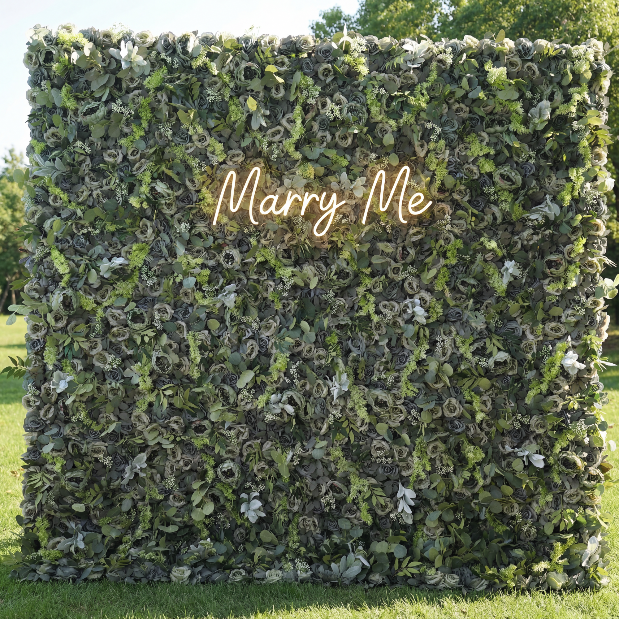 Valar Flower Enchanted Forest – A Dense Mélange of Varied Greenery with Subtle White Accents – An Ideal Green Wall VF-222-3