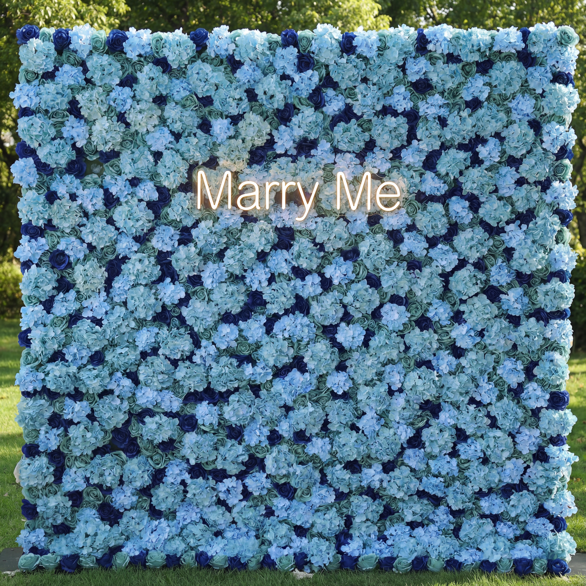 Valar Flowers Presents: Azure Blossom – A Captivating Array of Turquoise and Deep Blue Florals – The Perfect Wall for Oceanic Themes, Nautical Events & Tranquil Interior Spaces-VF-223