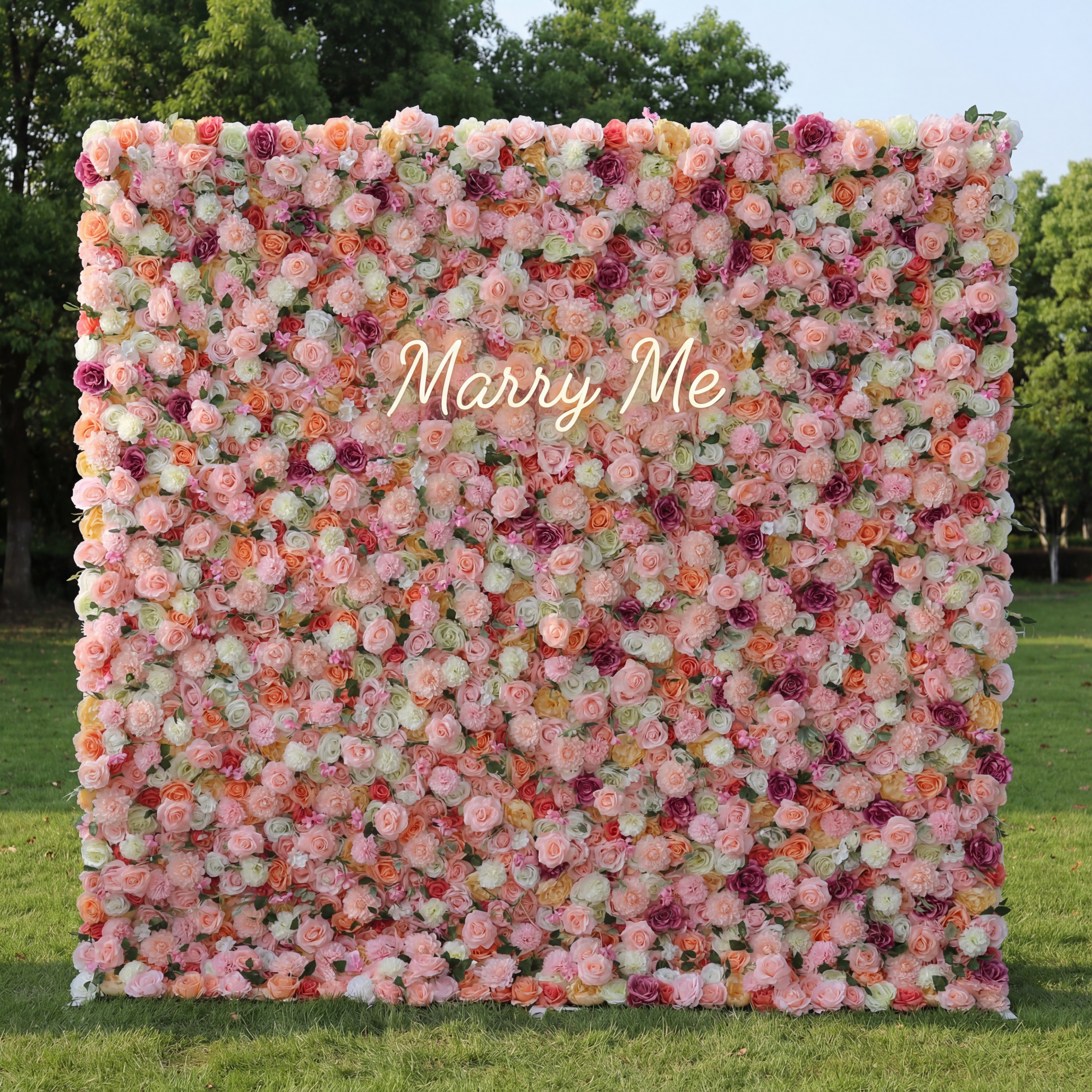 Valar Flowers Roll Up Artificial Flower Wall Backdrop Garden of Dreams: Pastel Rose Symphony - From Radiant Celebrations to Zen Retreats-VF-228