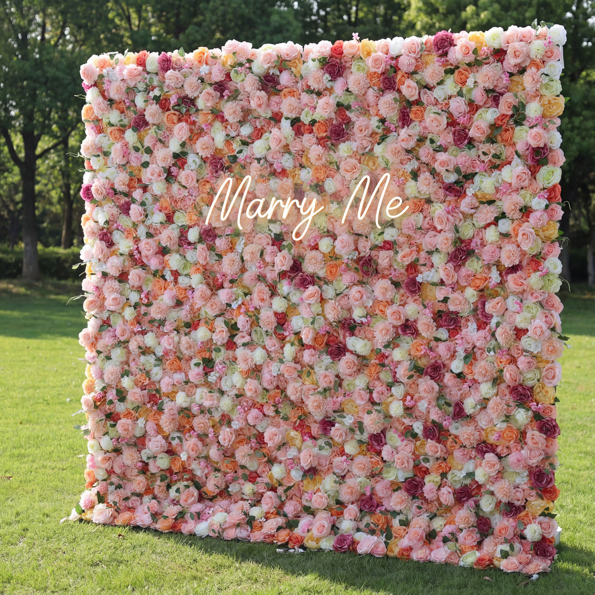 Valar Flowers Roll Up Artificial Flower Wall Backdrop Garden of Dreams: Pastel Rose Symphony - From Radiant Celebrations to Zen Retreats-VF-228