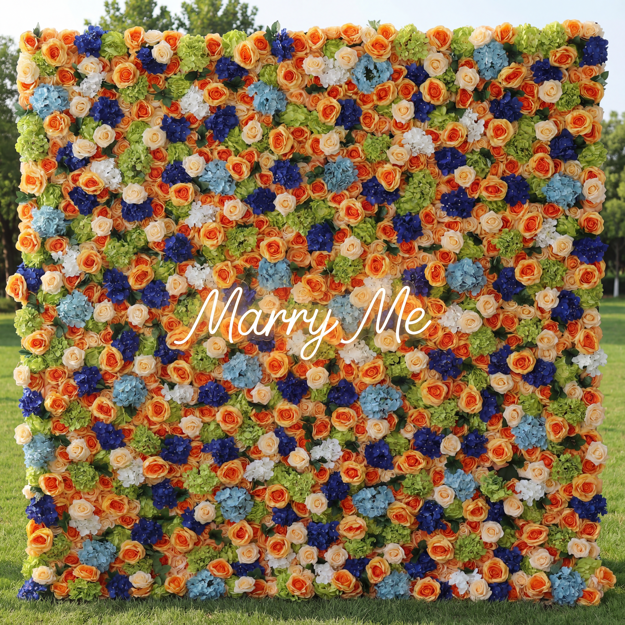 Valar Flowers Roll Up Artificial Flower Wall Backdrop: Vibrant Medley - From Colorful Celebrations to Calming Retreats-VF-229