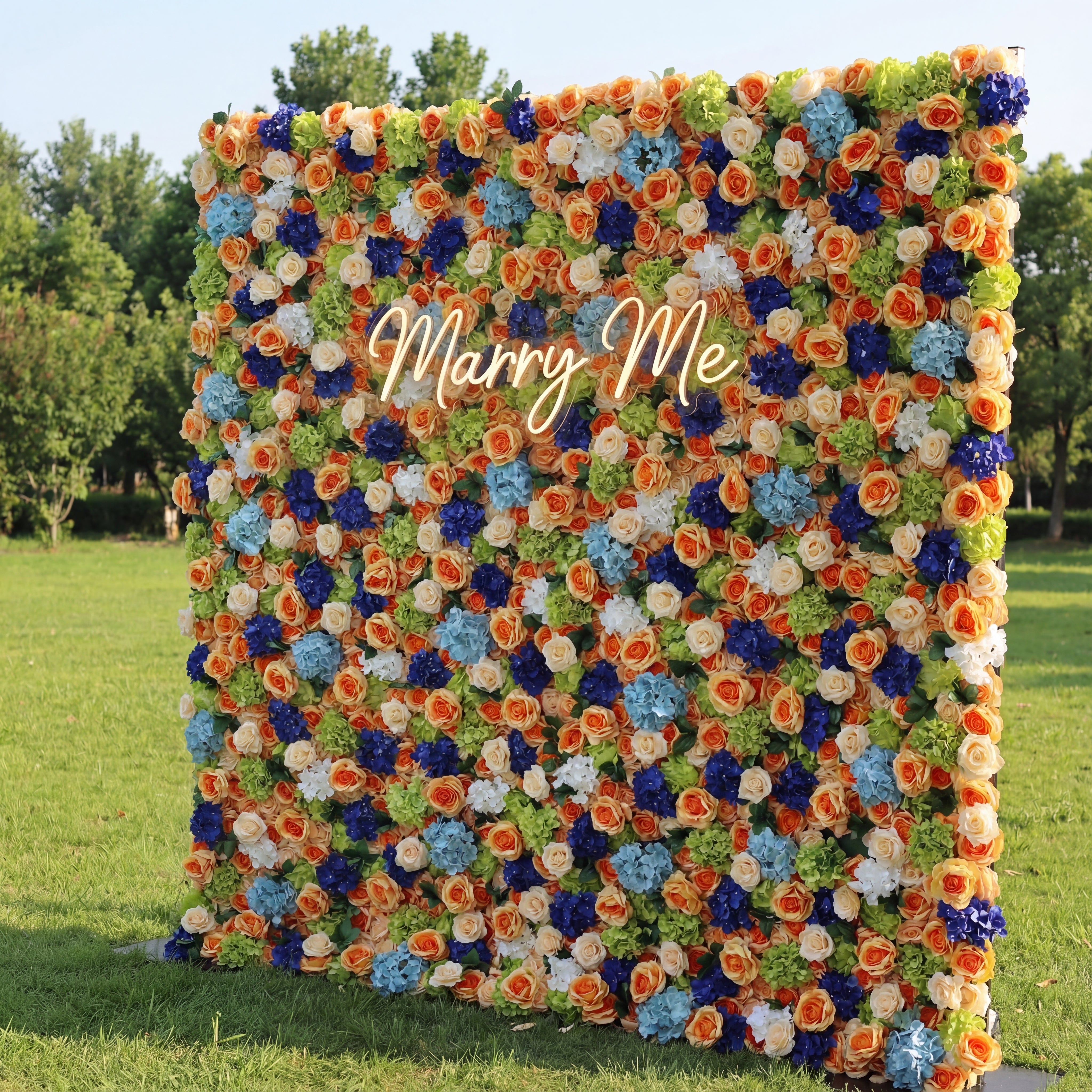 Valar Flowers Roll Up Artificial Flower Wall Backdrop: Vibrant Medley - From Colorful Celebrations to Calming Retreats-VF-229