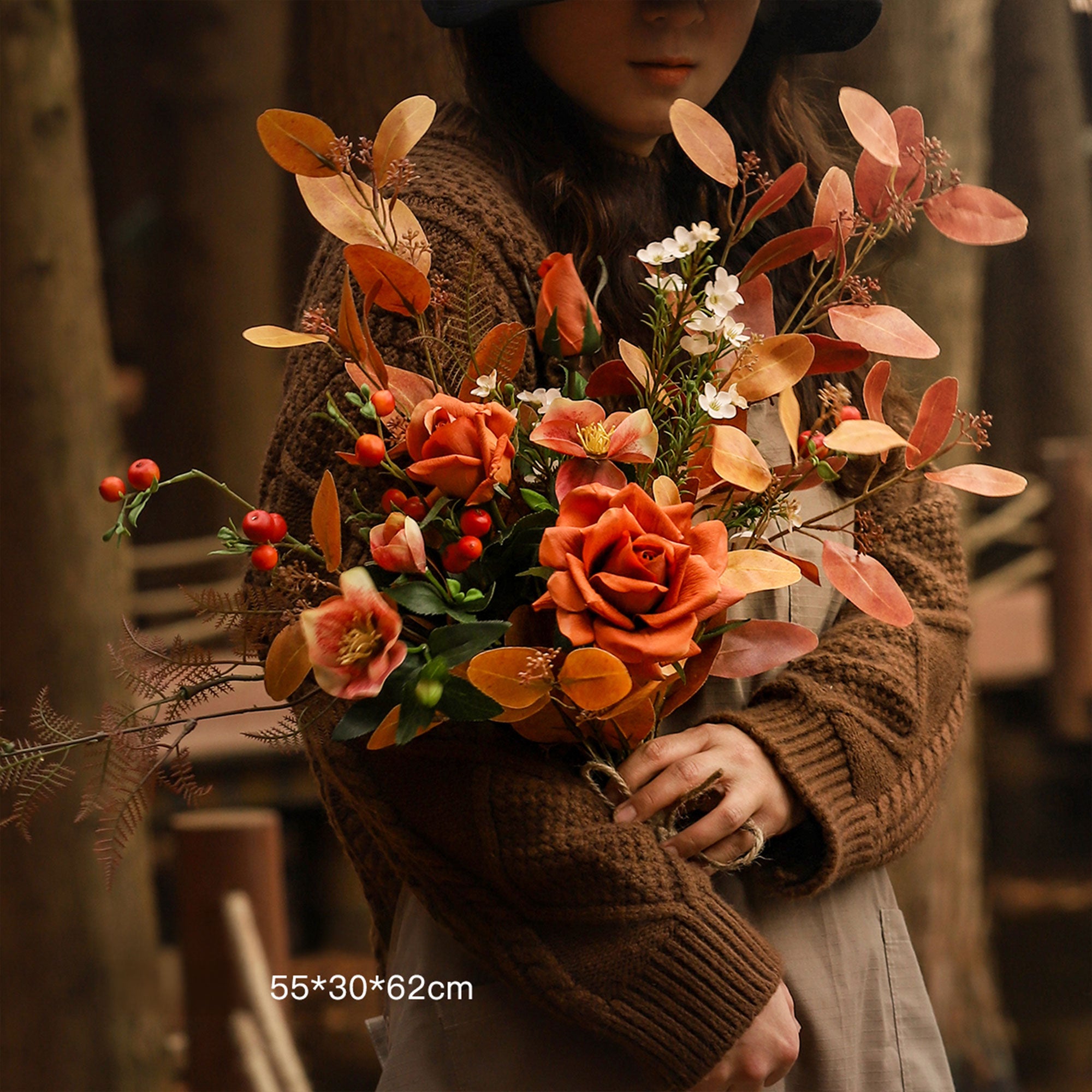 Vintage-Inspired Silk Flower Arrangement | Elegant Faux Floral Décor for Event and Home Styling VB-107 (Without Vase)