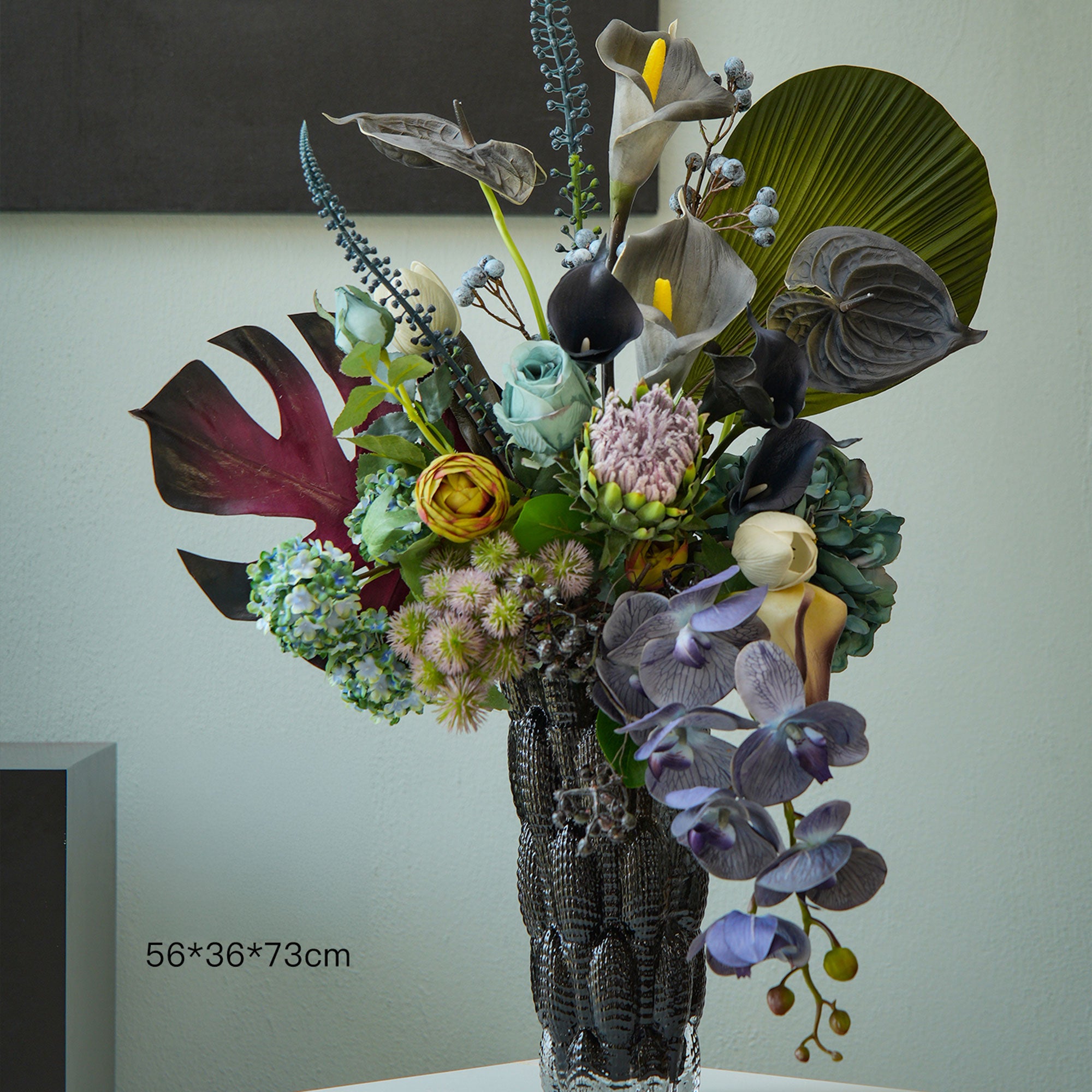 Dark Elegance Silk Floral Arrangement | Luxury Faux Flower Déco for Home & Event Decor VB-109 (Without Vase)