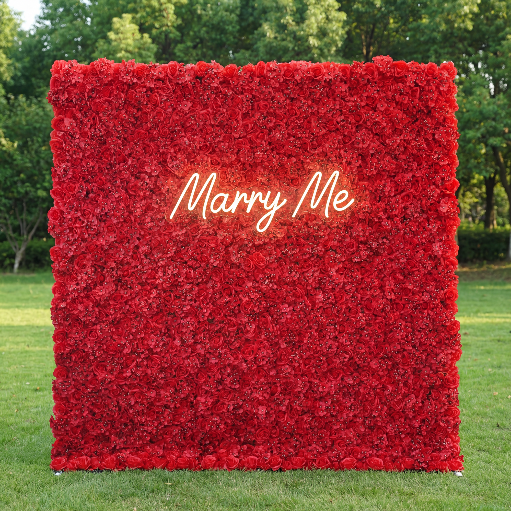 Valar Flowers Roll Up Artificial Flower Wall Backdrop: Radiant Red Rhapsody - From Passionate Gatherings to Intimate Affairs-VF-232