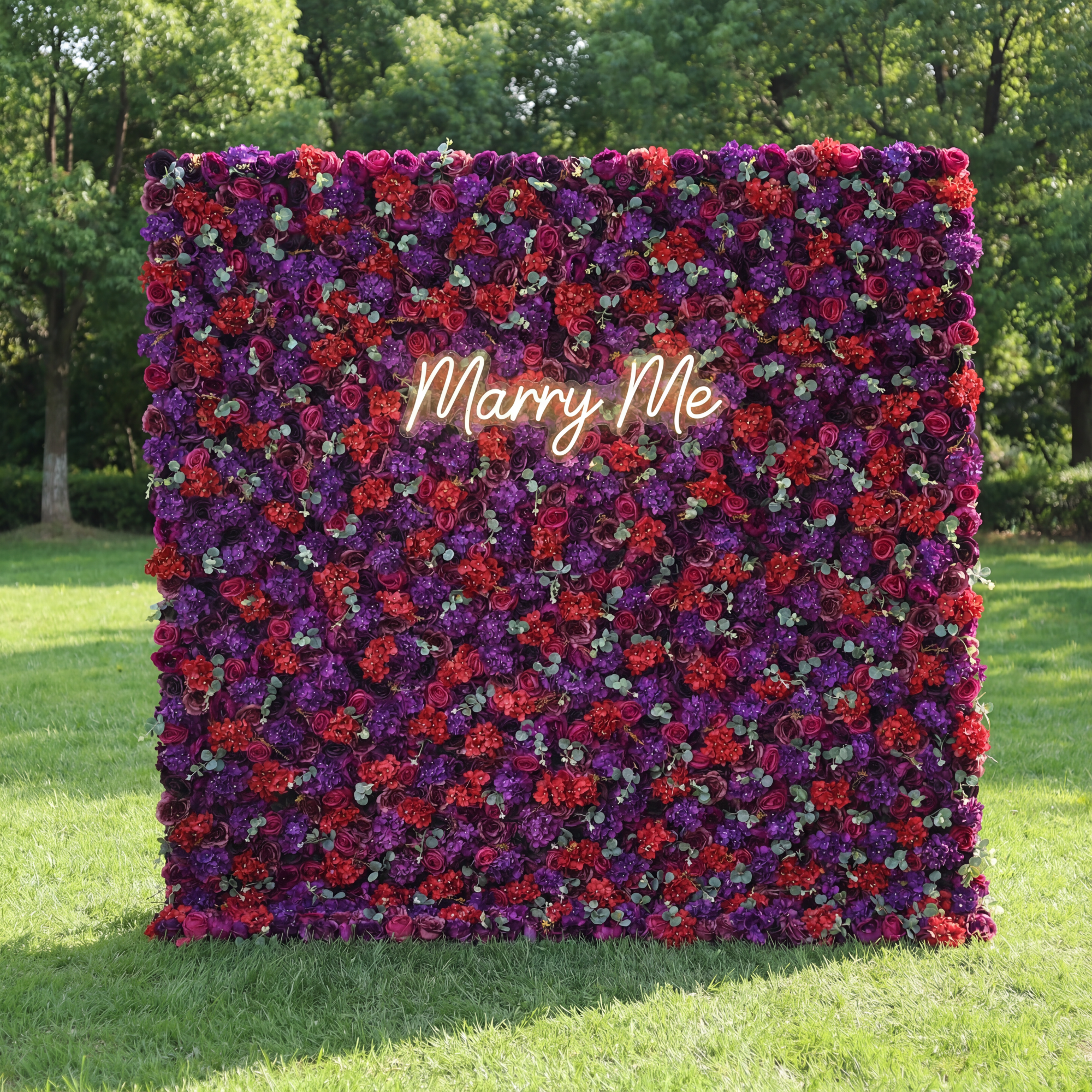 Valar Flowers Roll Up Artificial Flower Wall Backdrop: Enchanted Twilight - Dive into a Dreamy Duet of Passion and Mystery-VF-237