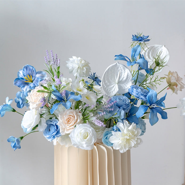 Elegant Blue and White Floral Wedding Arch, Artificial Flower Arrangement, Ceremony Backdrop & Event Decor FA-211