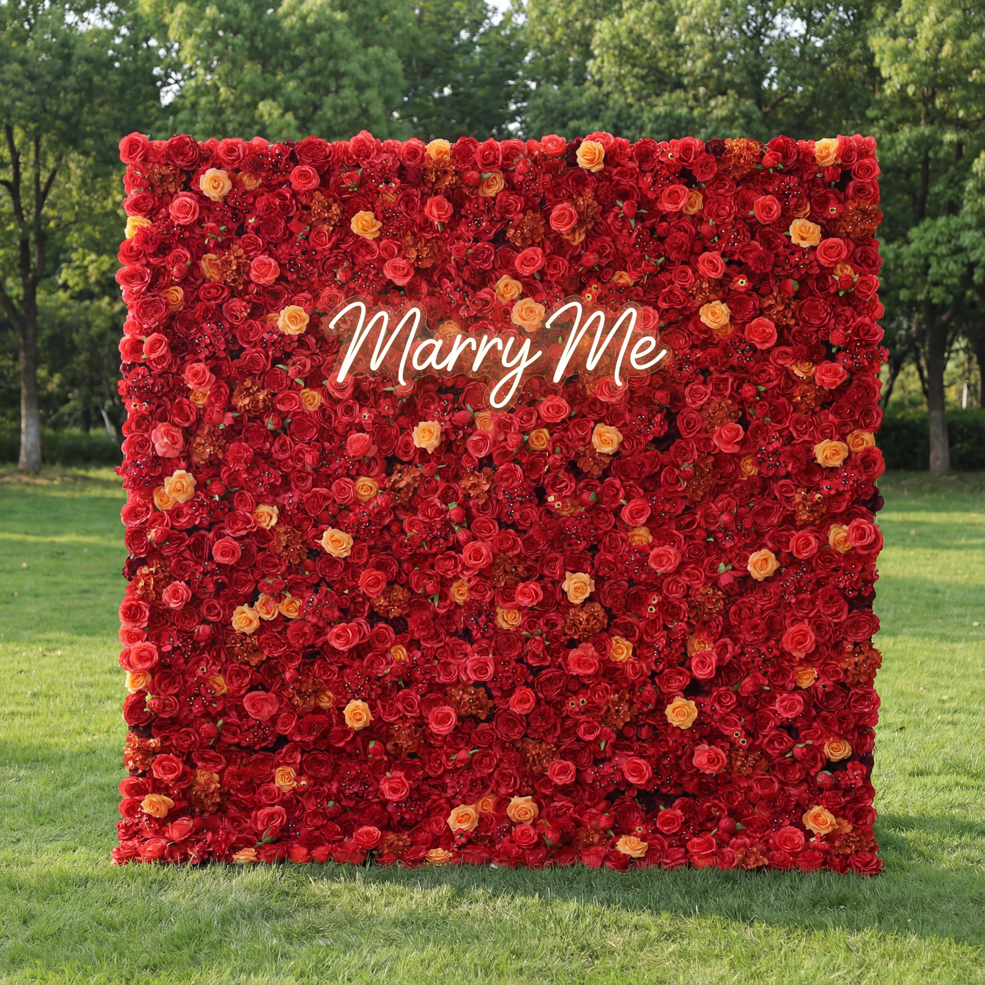 ValarFlower Artificial Floral Wall Backdrop: Radiant Red Resplendence - The Passionate Pinnacle of Floral Elegance-VF-245