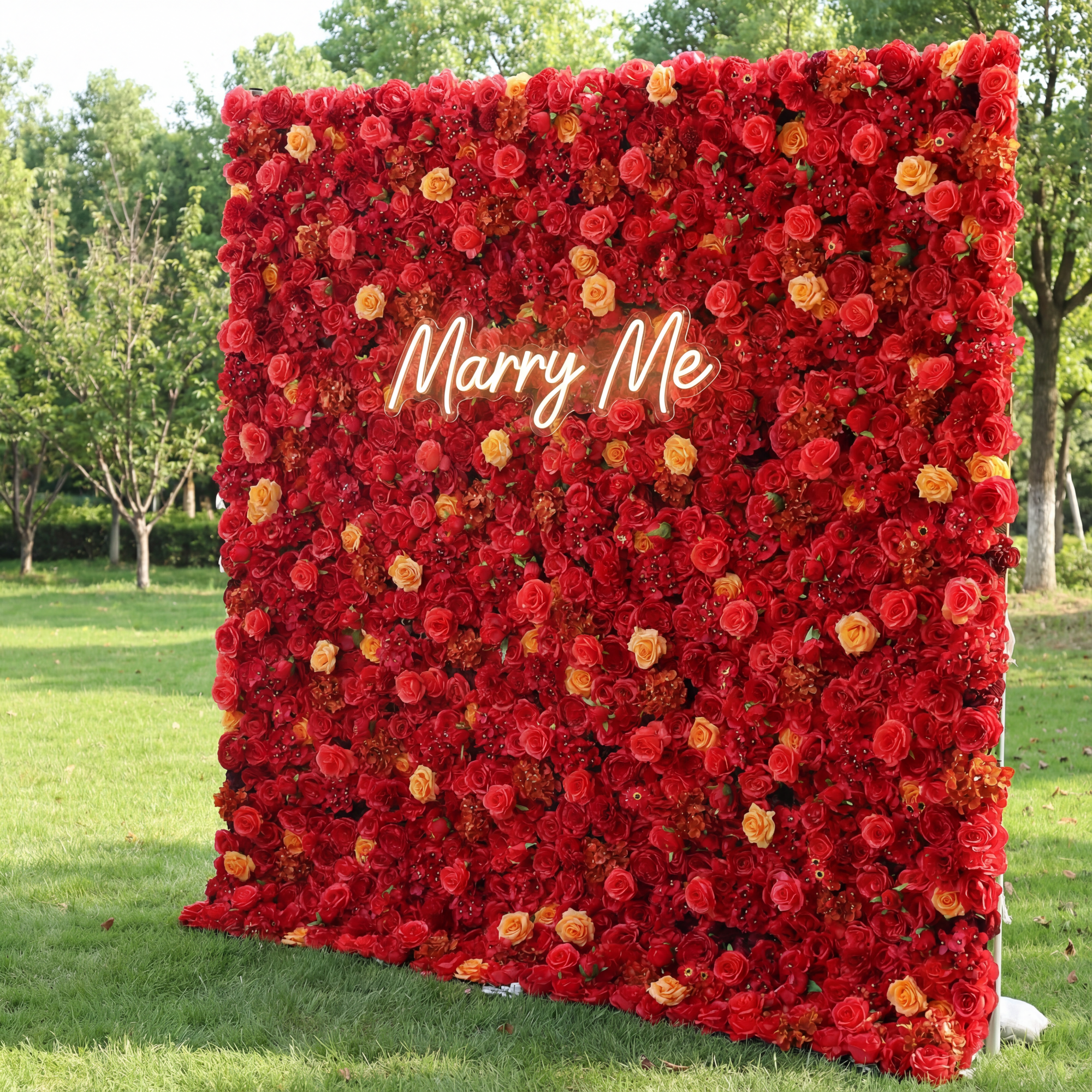 ValarFlower Artificial Floral Wall Backdrop: Radiant Red Resplendence - The Passionate Pinnacle of Floral Elegance-VF-245