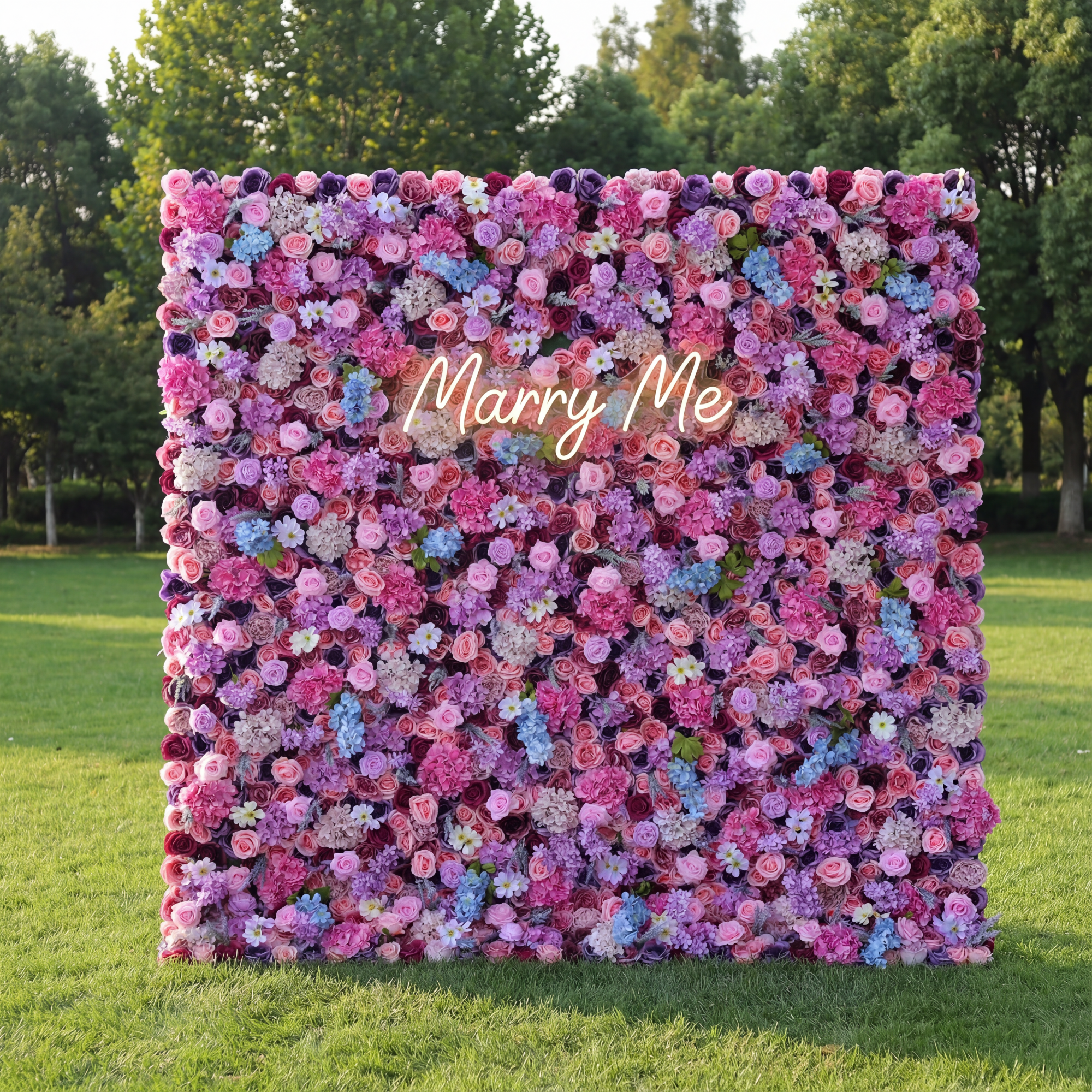 ValarFlowers 人工フローラルウォールバックドロップ: 魅惑のマゼンタメドレー - 紫とピンクの夢のような喜びに飛び込もう - VF-246