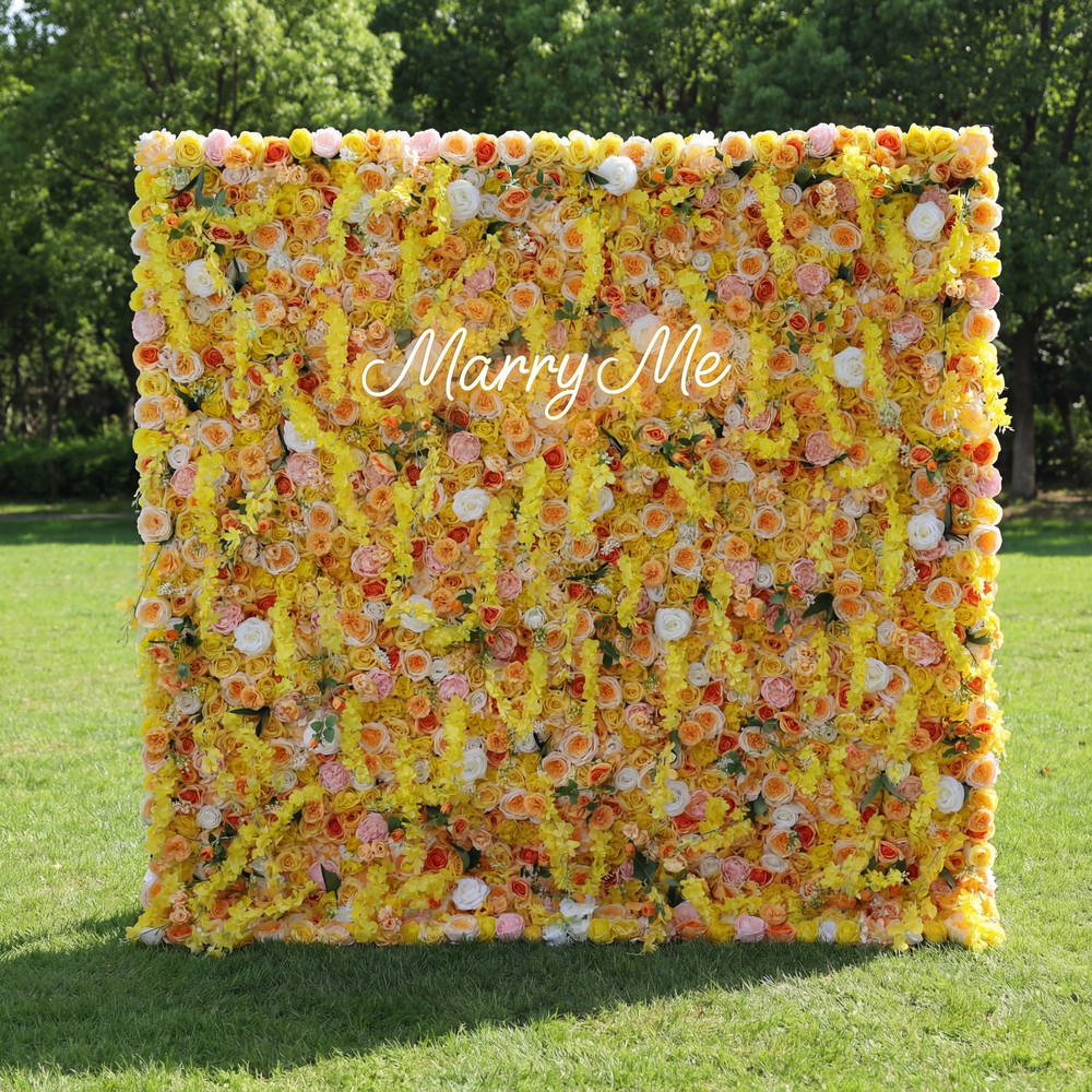 ValarFlower Artificial Floral Wall Backdrop: Sunlit Symphony - A Radia