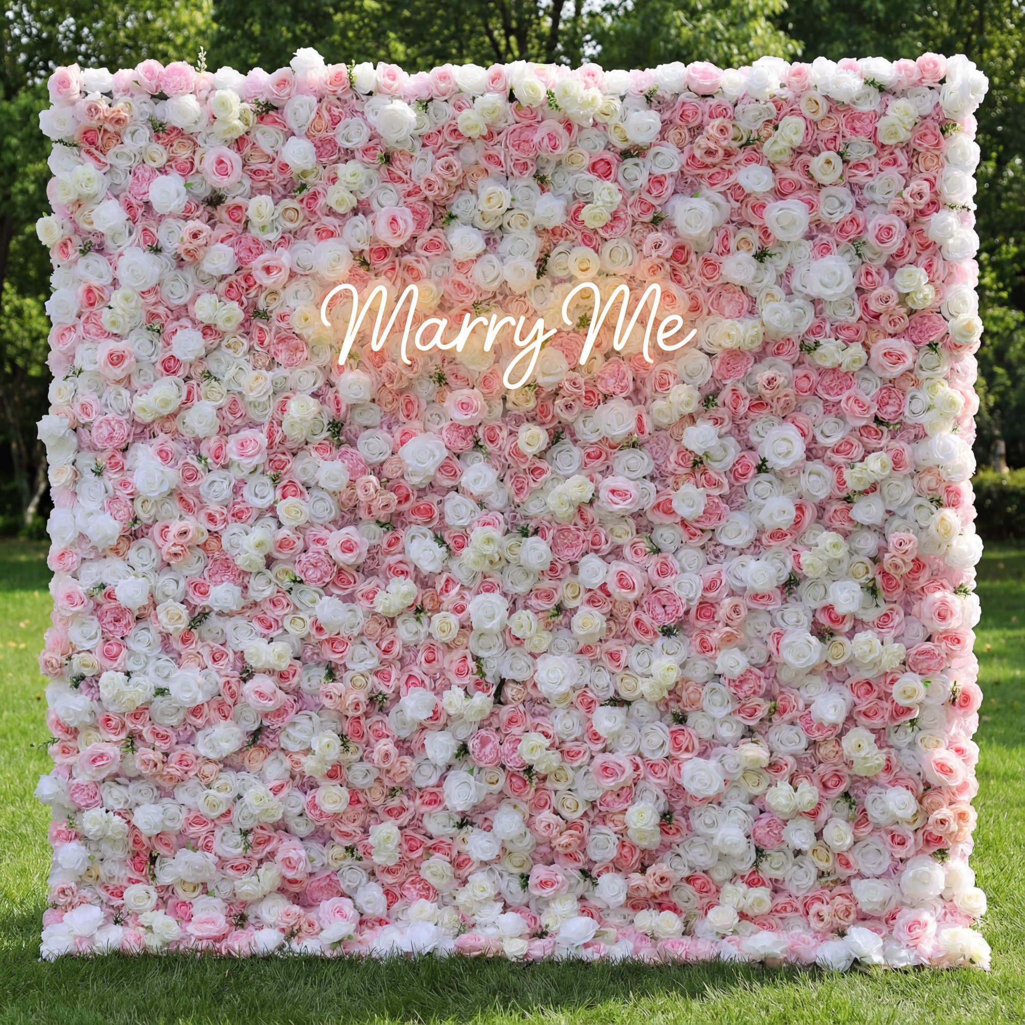 ValarFlower Artificial Floral Wall Backdrop: Pink Blush Ballet - A Gentle Waltz of Pastel Roses-VF-253