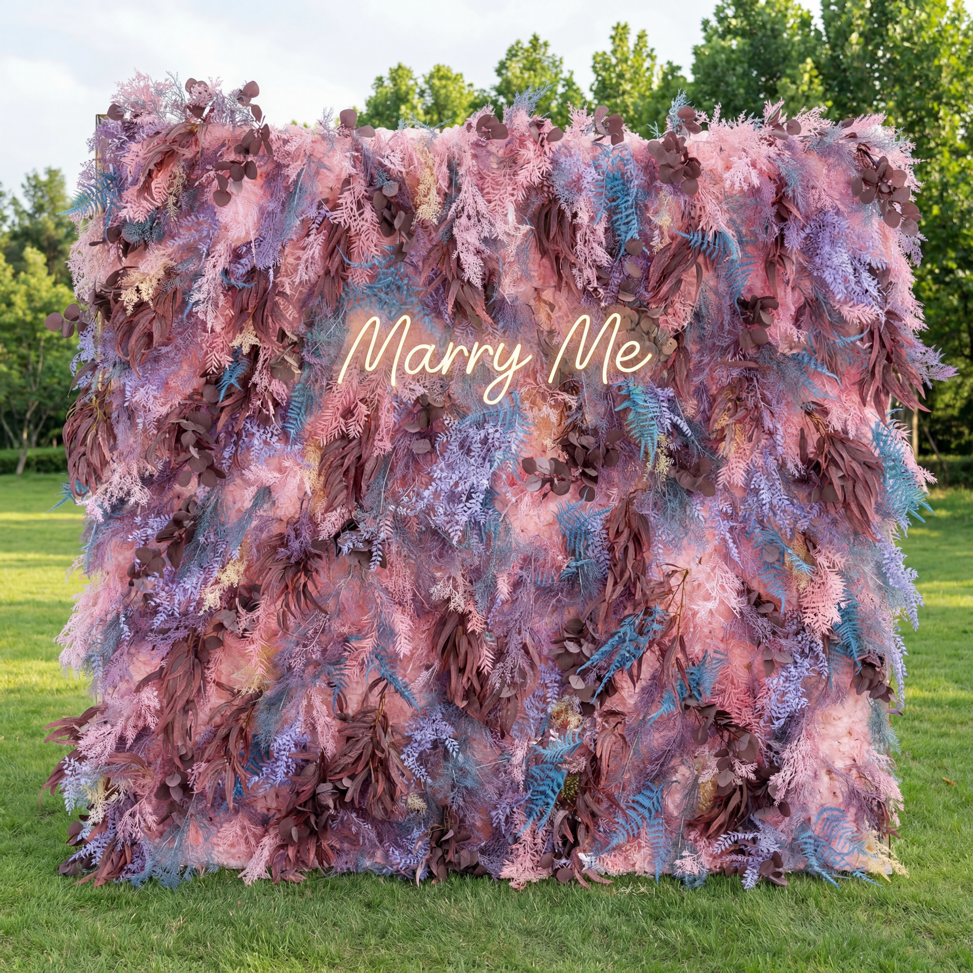 Lavender Purple&Pink 5D Roll Up Artificial Flower Wall Wedding Decor Backdrop VF-255