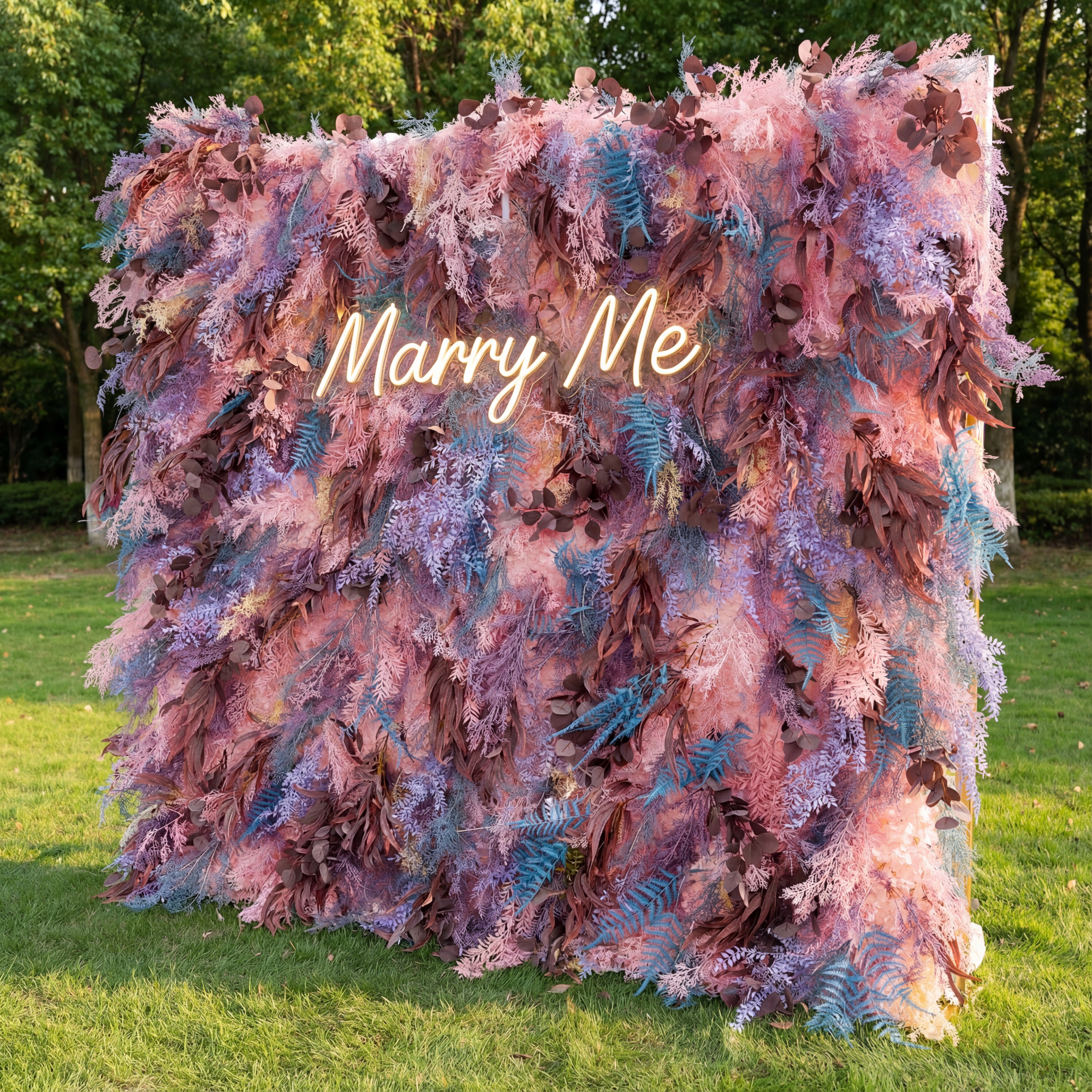 Lavender Purple&Pink 5D Roll Up Artificial Flower Wall Wedding Decor Backdrop VF-255