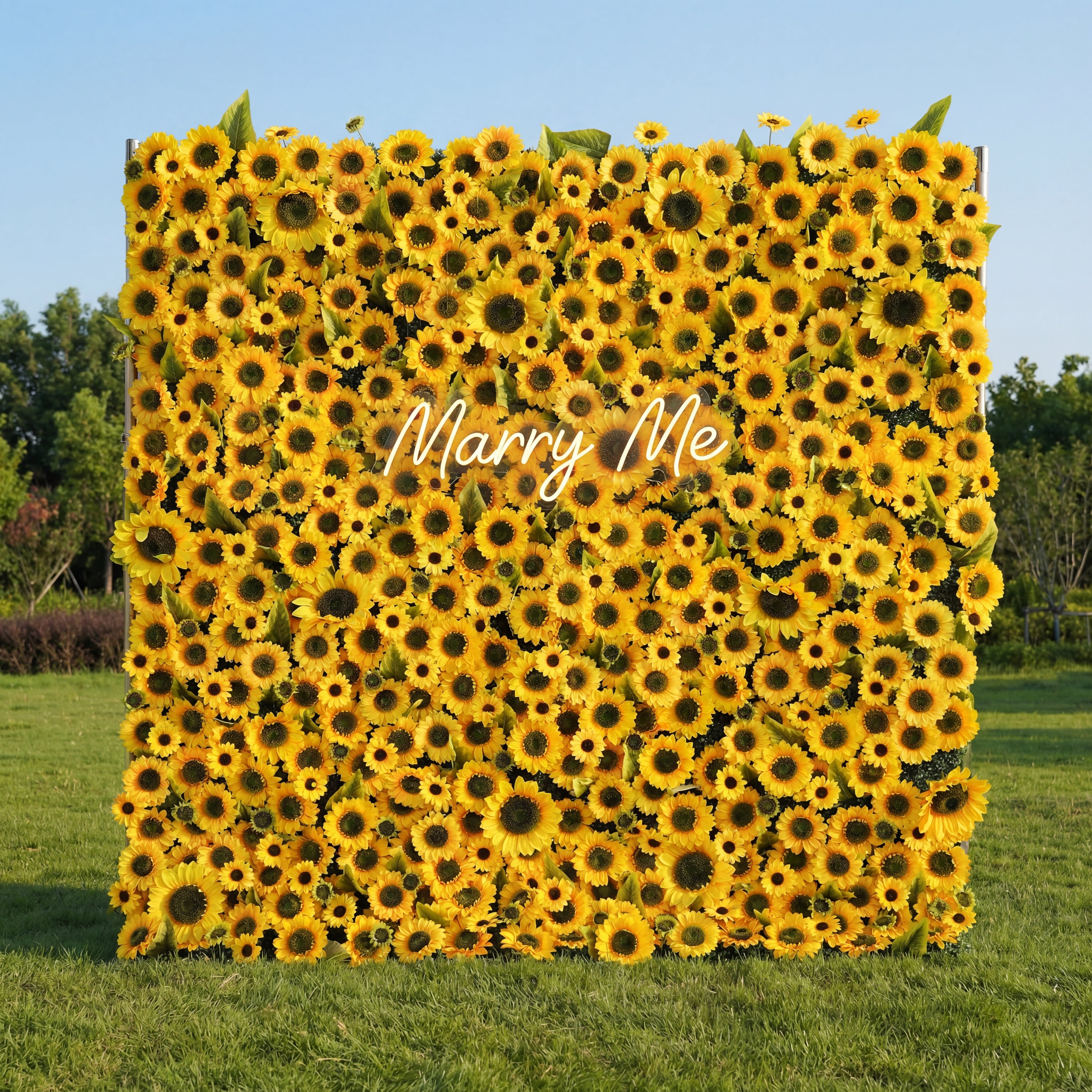 ValarFlower SunFlower Artificial Floral Wall Backdrop: Sunbliss Blooms Artificial Floral Wall Backdrop-Radiant Yellow Sunflower Fields Edition-VF-265-2