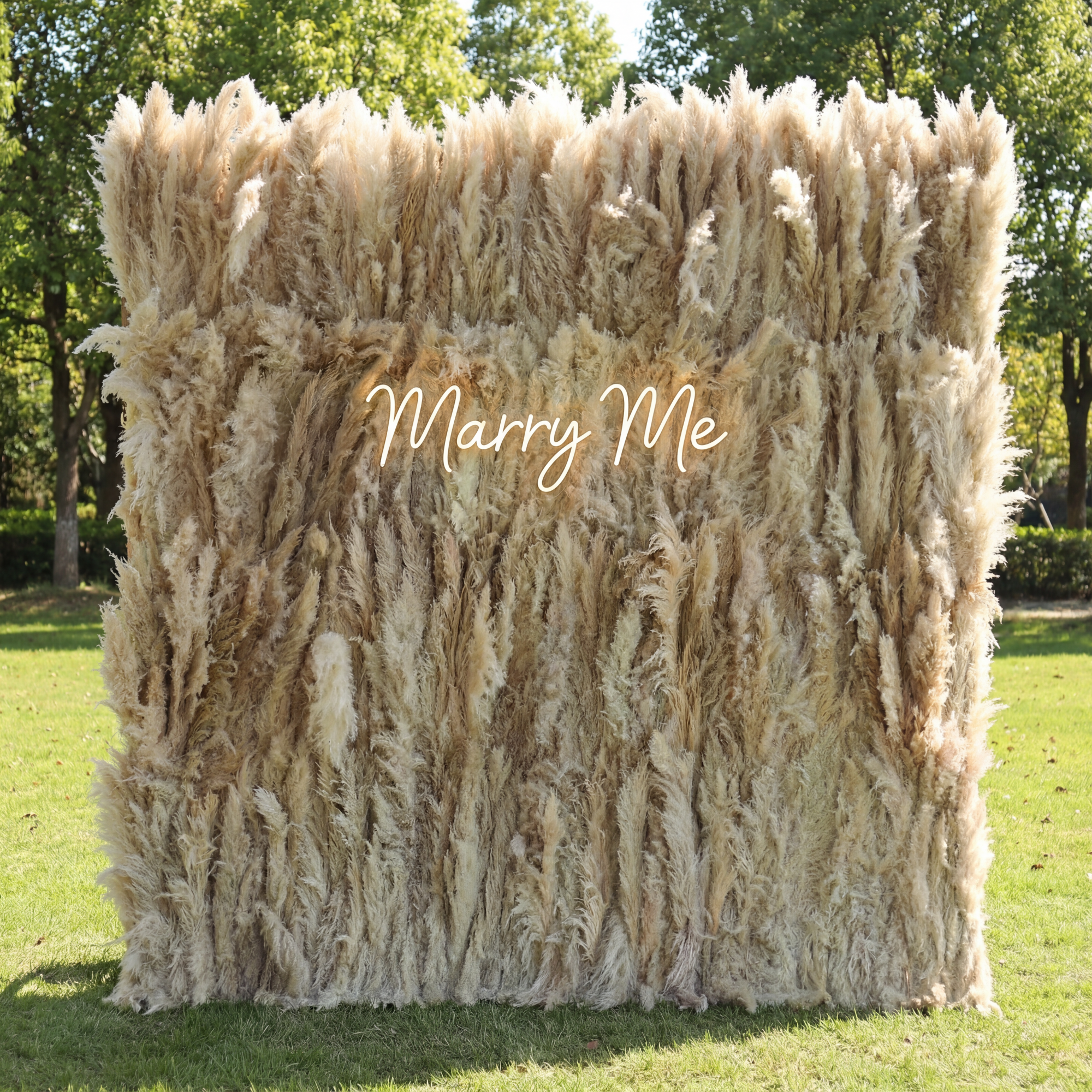 ValarFlowers Fondo de Pared Floral Artificial: Golden Meadows Fondo de Pared Floral Artificial: Edición Whispering Pampas Grass-VF-266