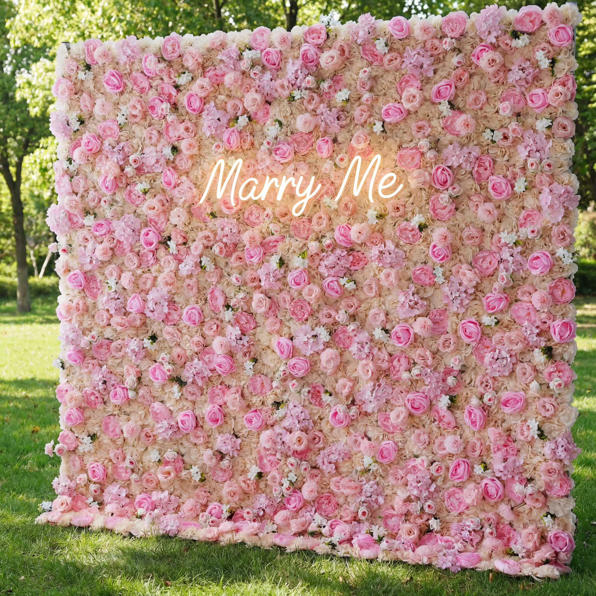 ValarFlower Fondo de Pared Floral Artificial: Blossom Bliss Fondo de Pared Floral Artificial: Edición Rosa Encantada-VF-267