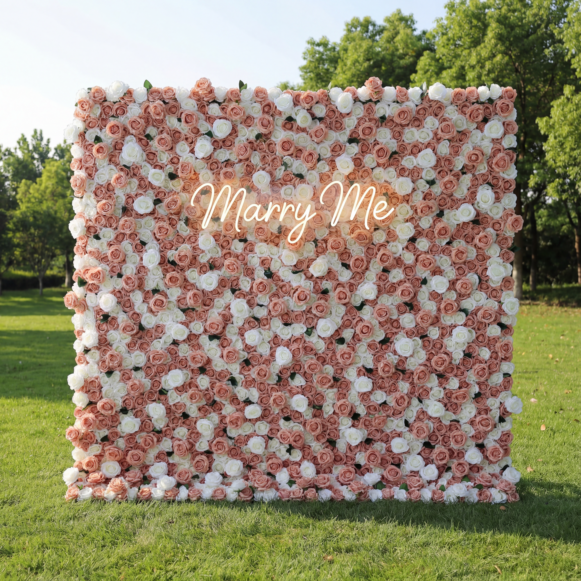 ValarFlowers Artificial Floral Wall Backdrop: Vintage Roses - Peach & Ivory Harmony Edition-VF-269