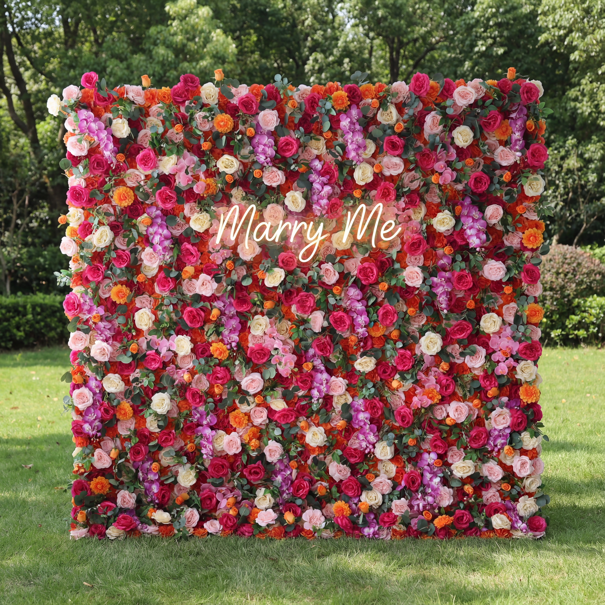 ValarFlower 人工フローラルウォールバックドロップ: エンチャンテッドガーデン - 輝かしくロマンチックな花のアレイ-VF-271