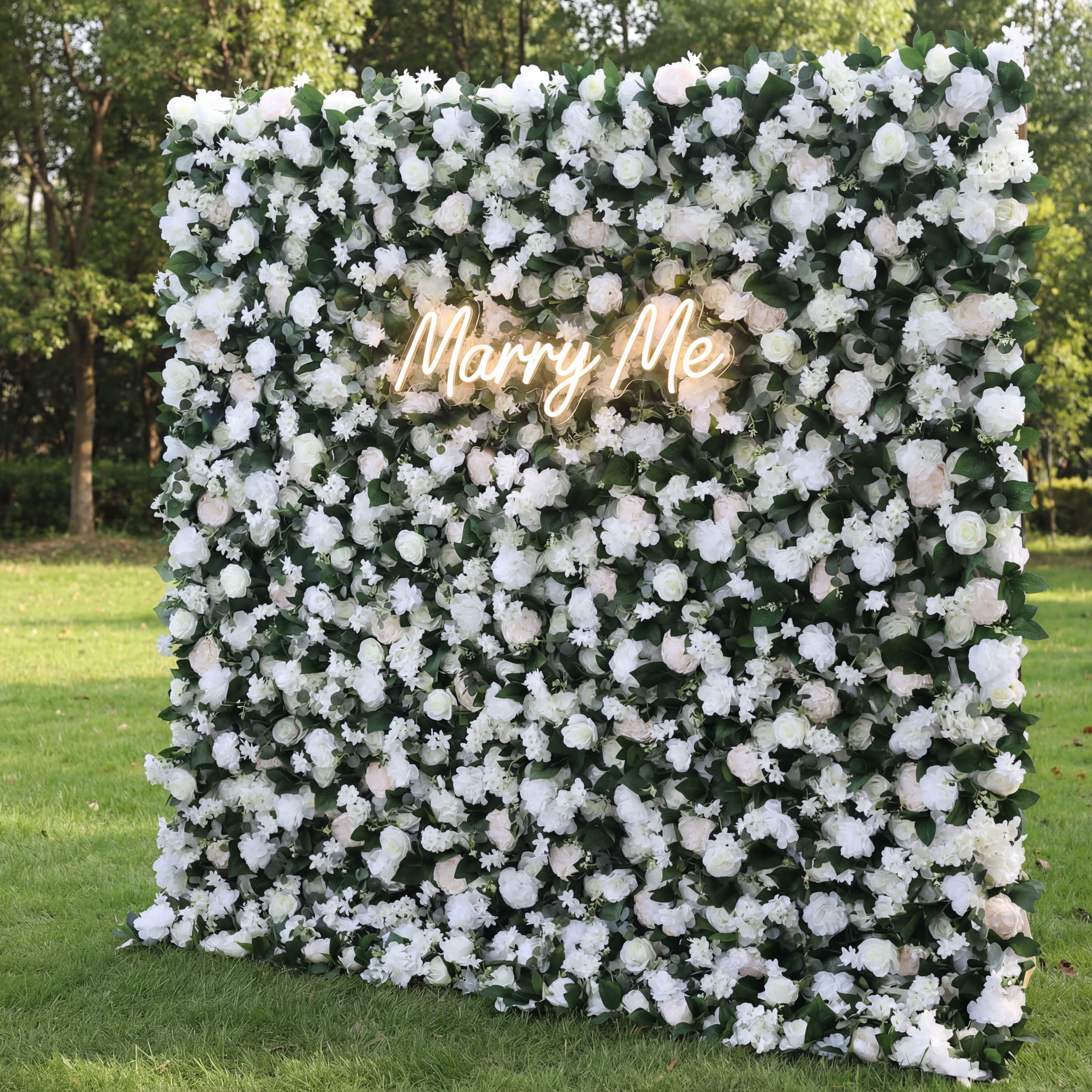ValarFlower Artificial Floral Wall Backdrop: Ethereal Elegance - A Pristine Panorama of White Blooms-VF-273-2