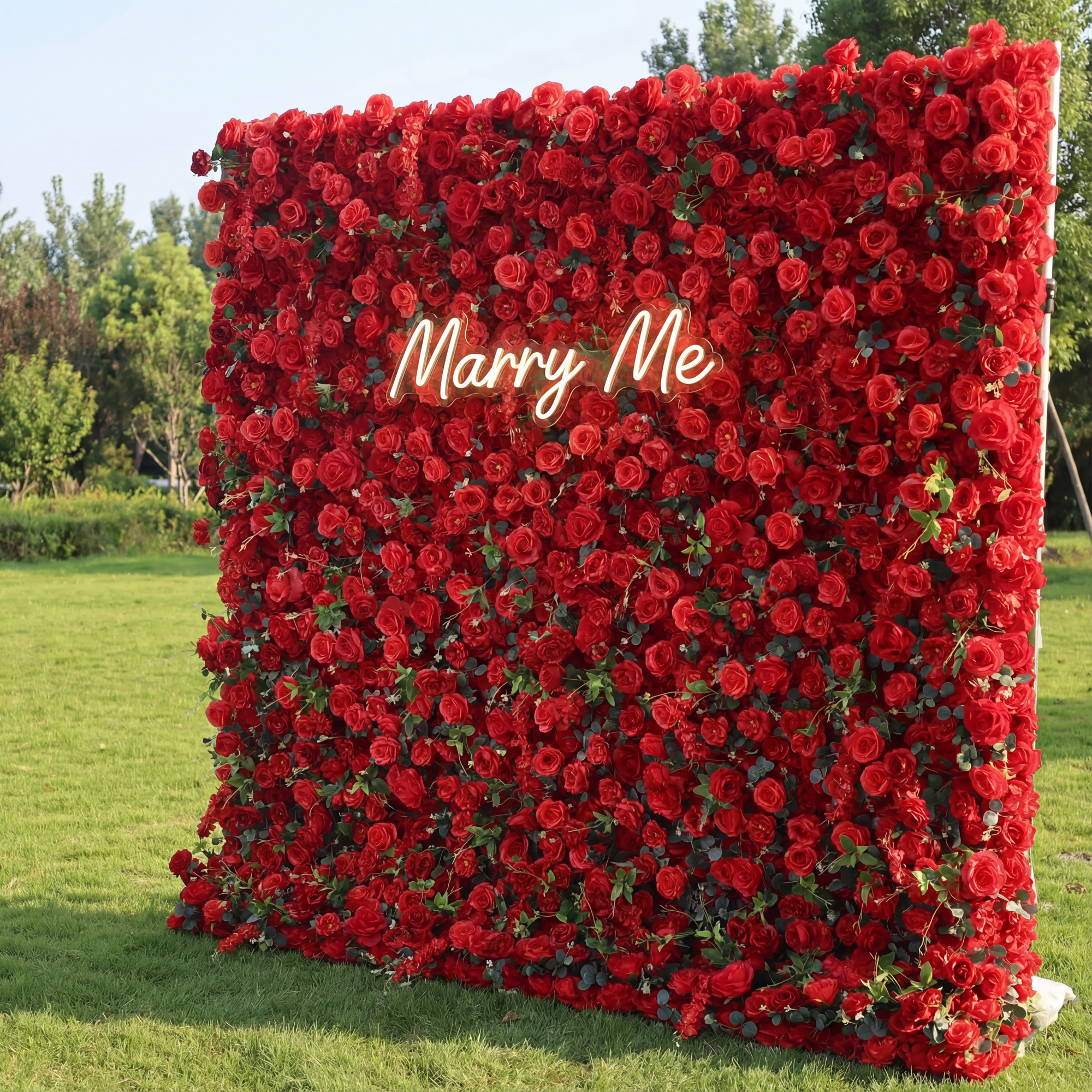 ValarFlowers Artificial Floral Wall Backdrop: The Red Rose Rapture - Passion Personified-VF-279