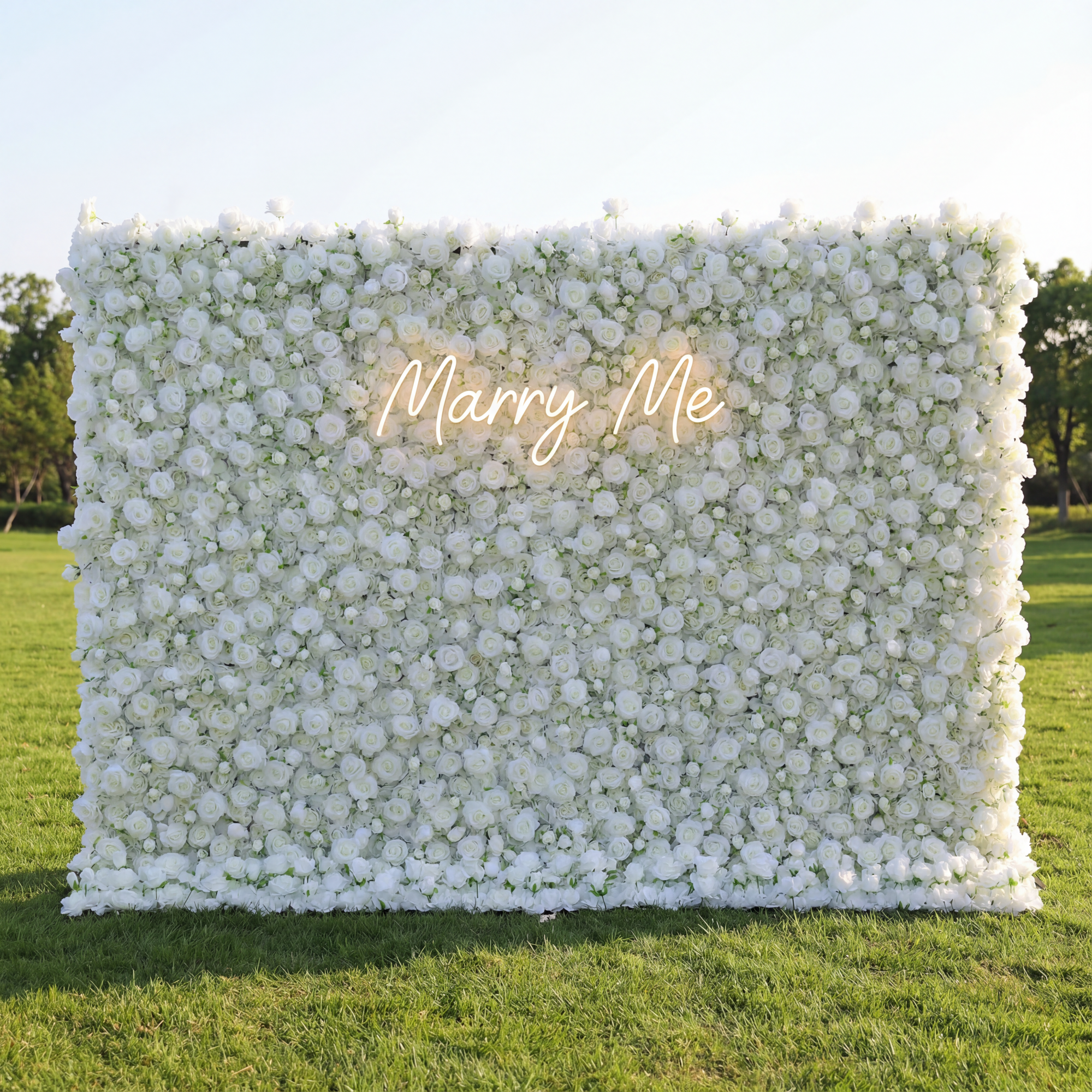 ValarFlowers Artificial Floral Wall Backdrop: Whispering Whites: Un Mar Sereno de Flores Nevadas-VF-283