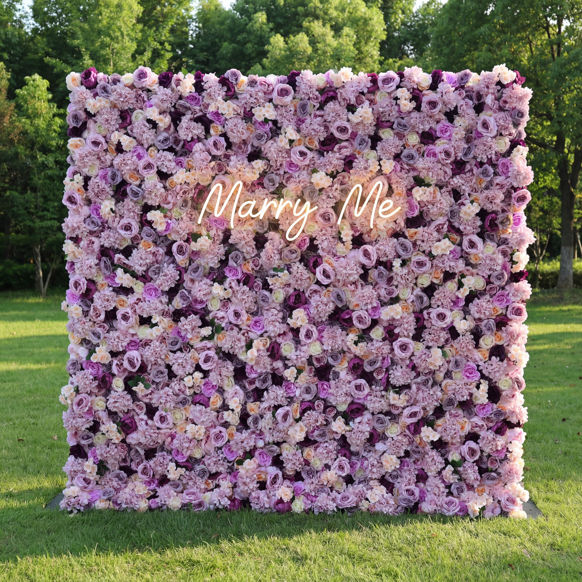 ValarFlowers Artificial Floral Wall Backdrop: Lavender Luxe: A Symphony of Serene and Soft Hues-Royal Romance: VF-292