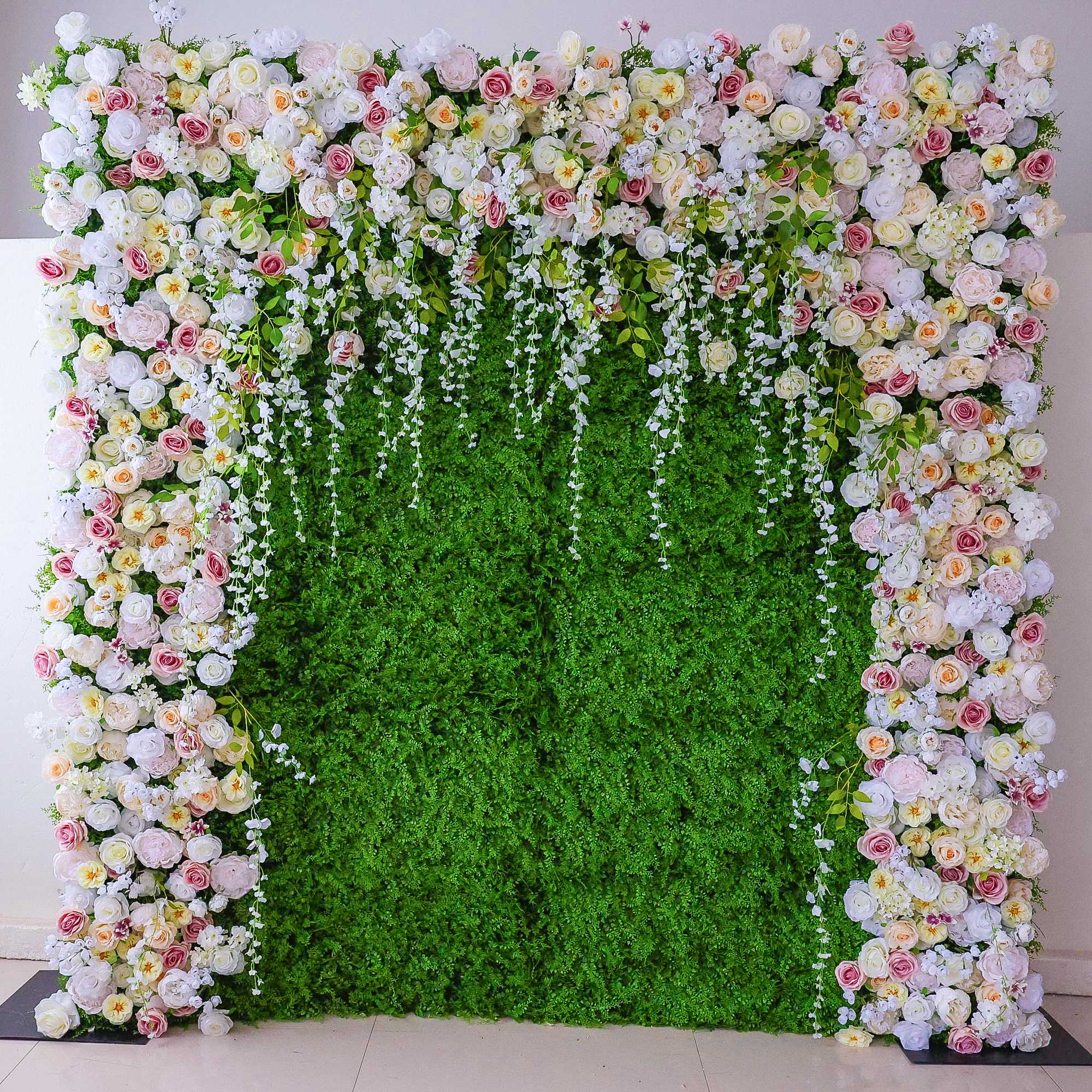 Valar Flower Roll Up Fabric Artificial Flower Wall Wedding Backdrop, Floral Party Decor, Event Photography-VF-294-2